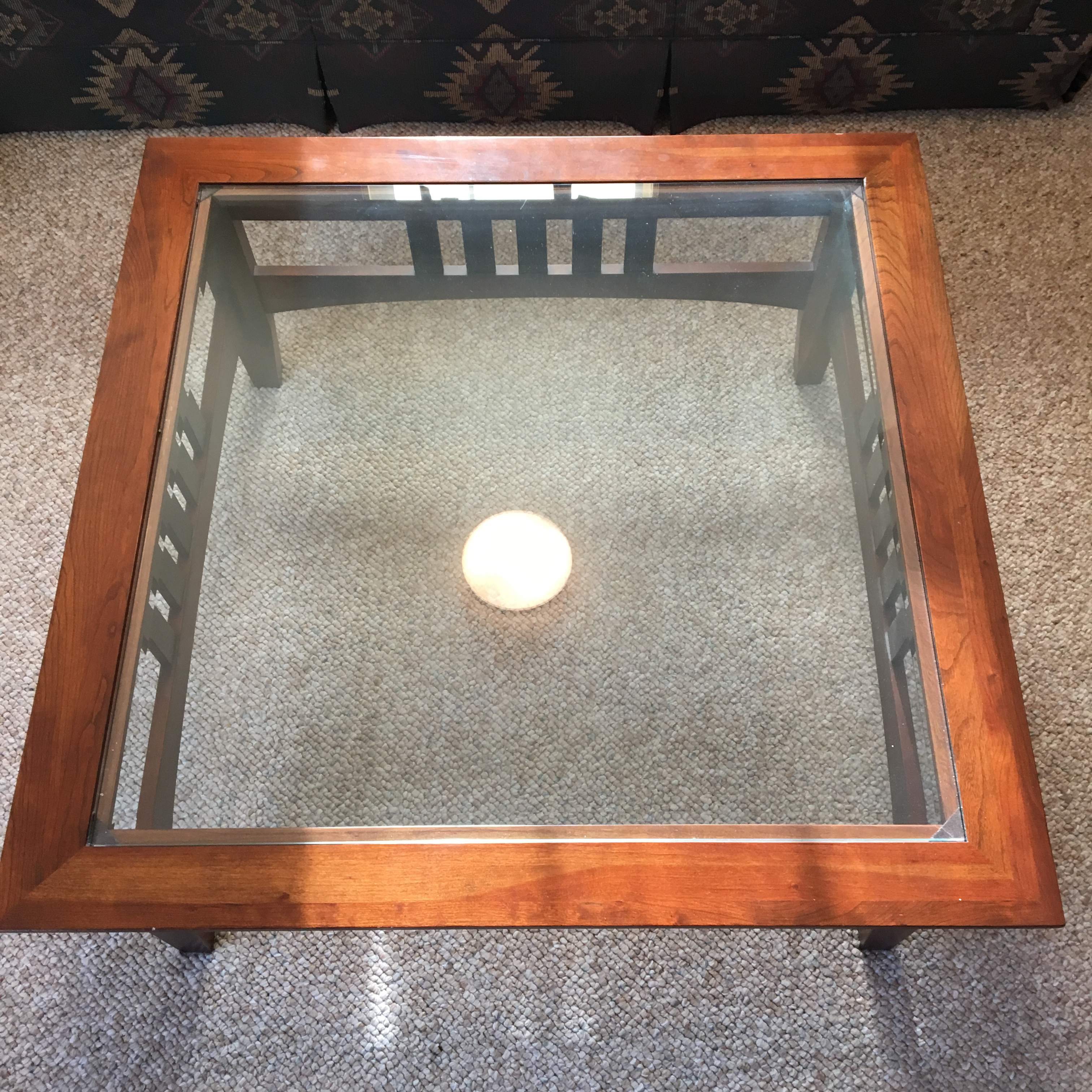Glass Top Mission Style Coffee Table