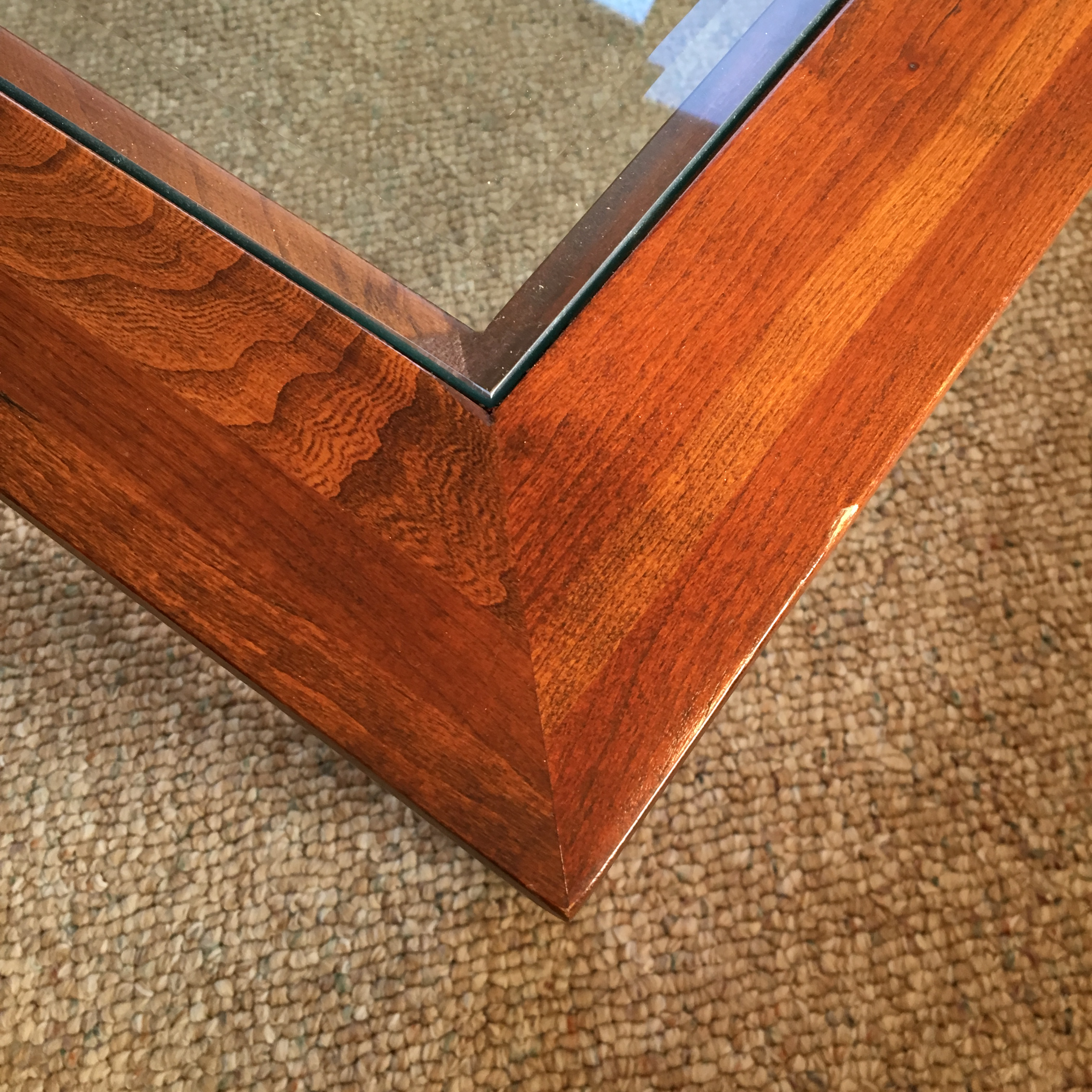 Glass Top Mission Style Coffee Table