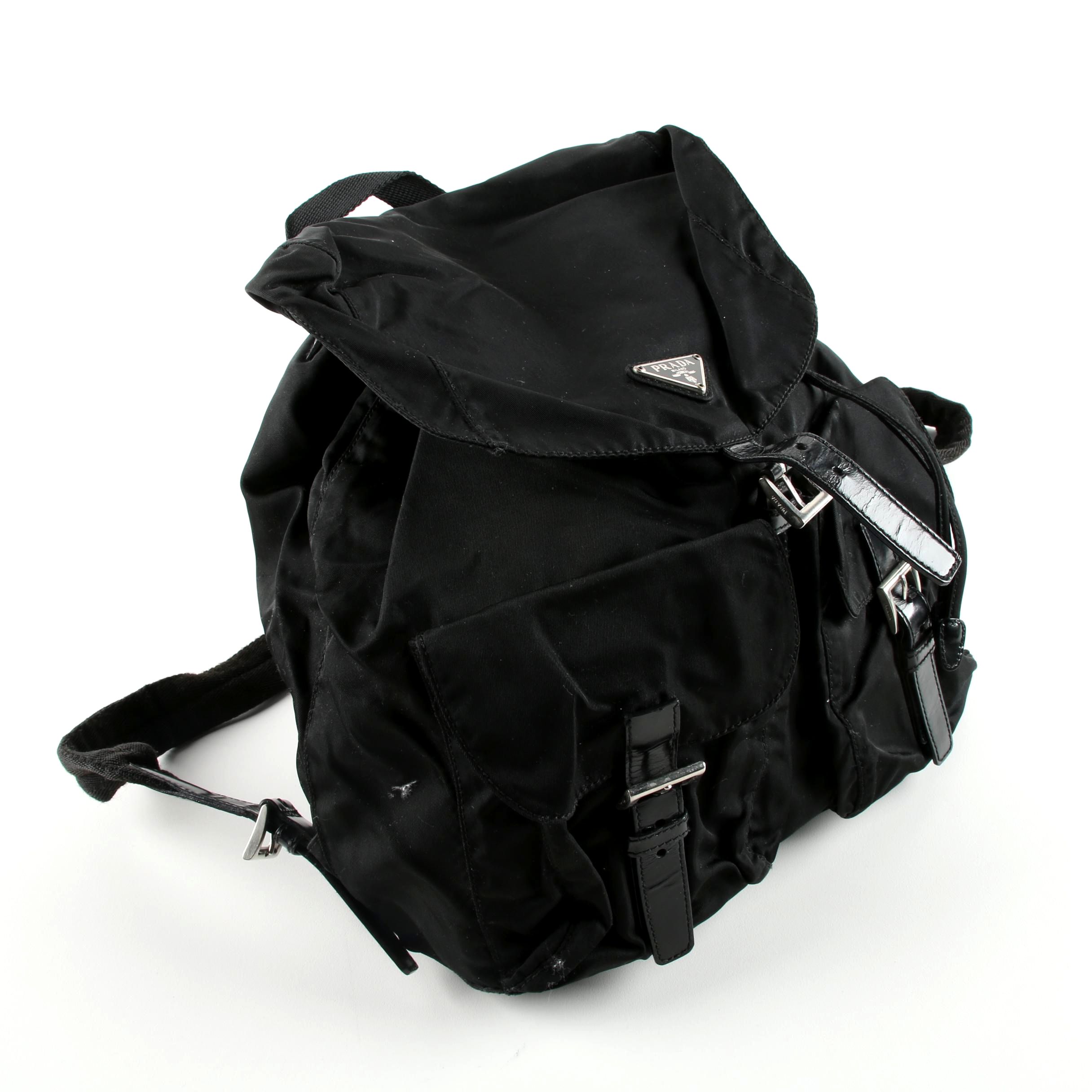 Prada Milano Black Nylon and Leather Backpack