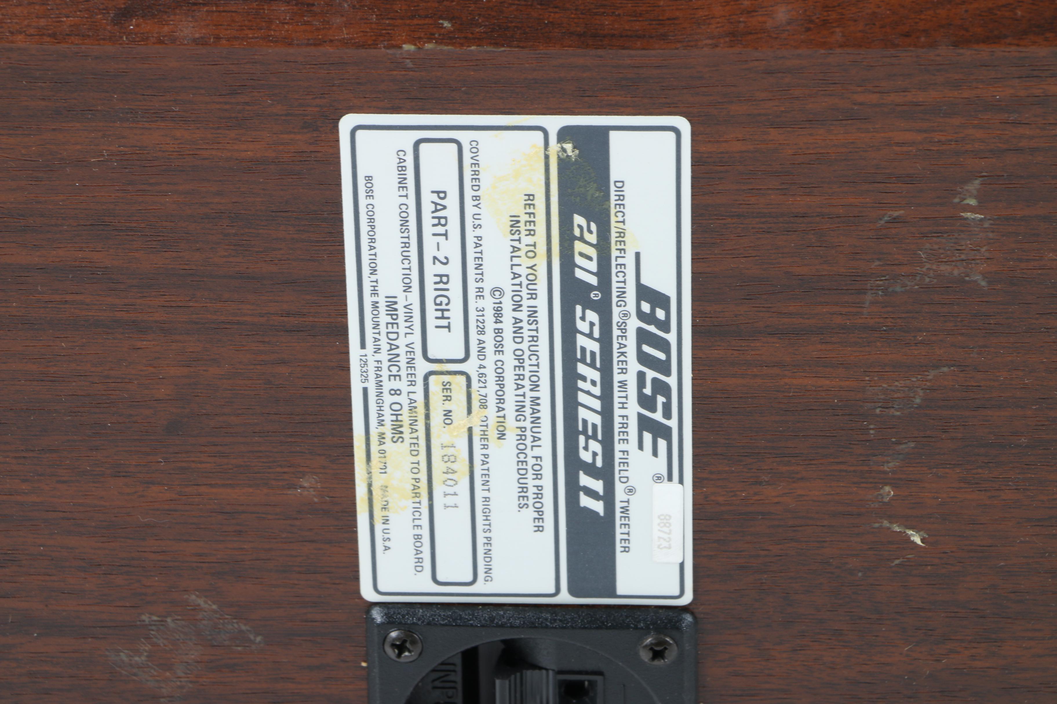 Vintage Bose 201 Series II Direct/Reflecting Speakers with Mounts