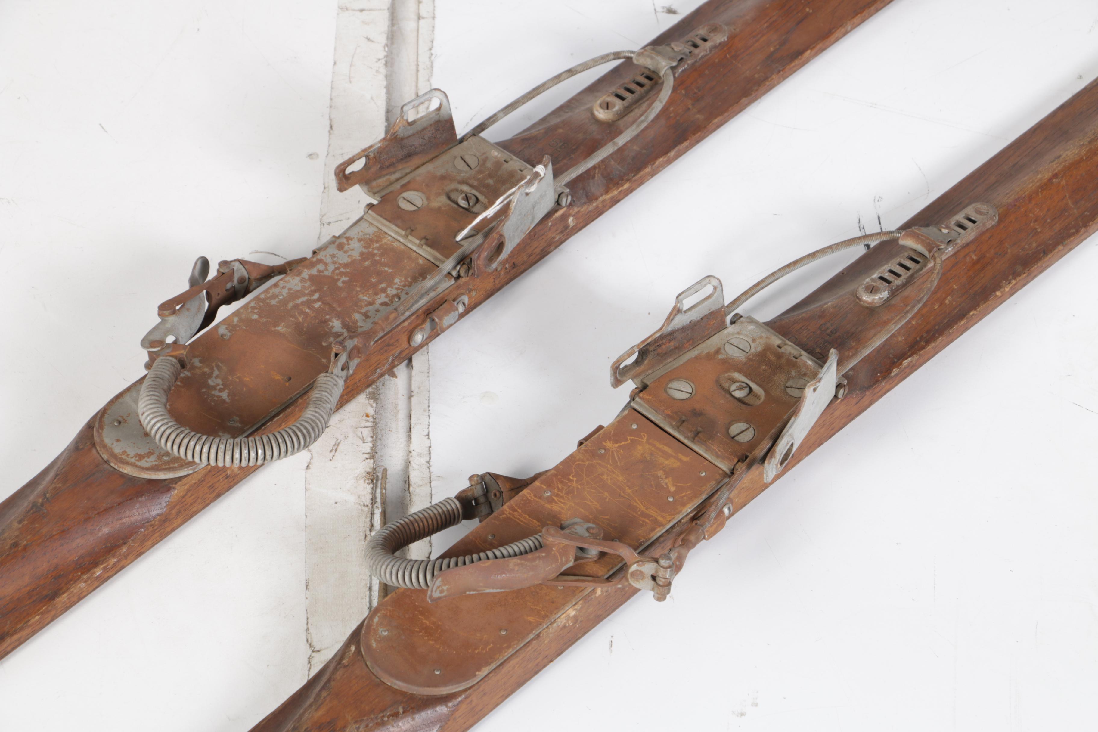 Vintage Abercrombie & Fitch Hickory Skis and Bamboo Ski Poles