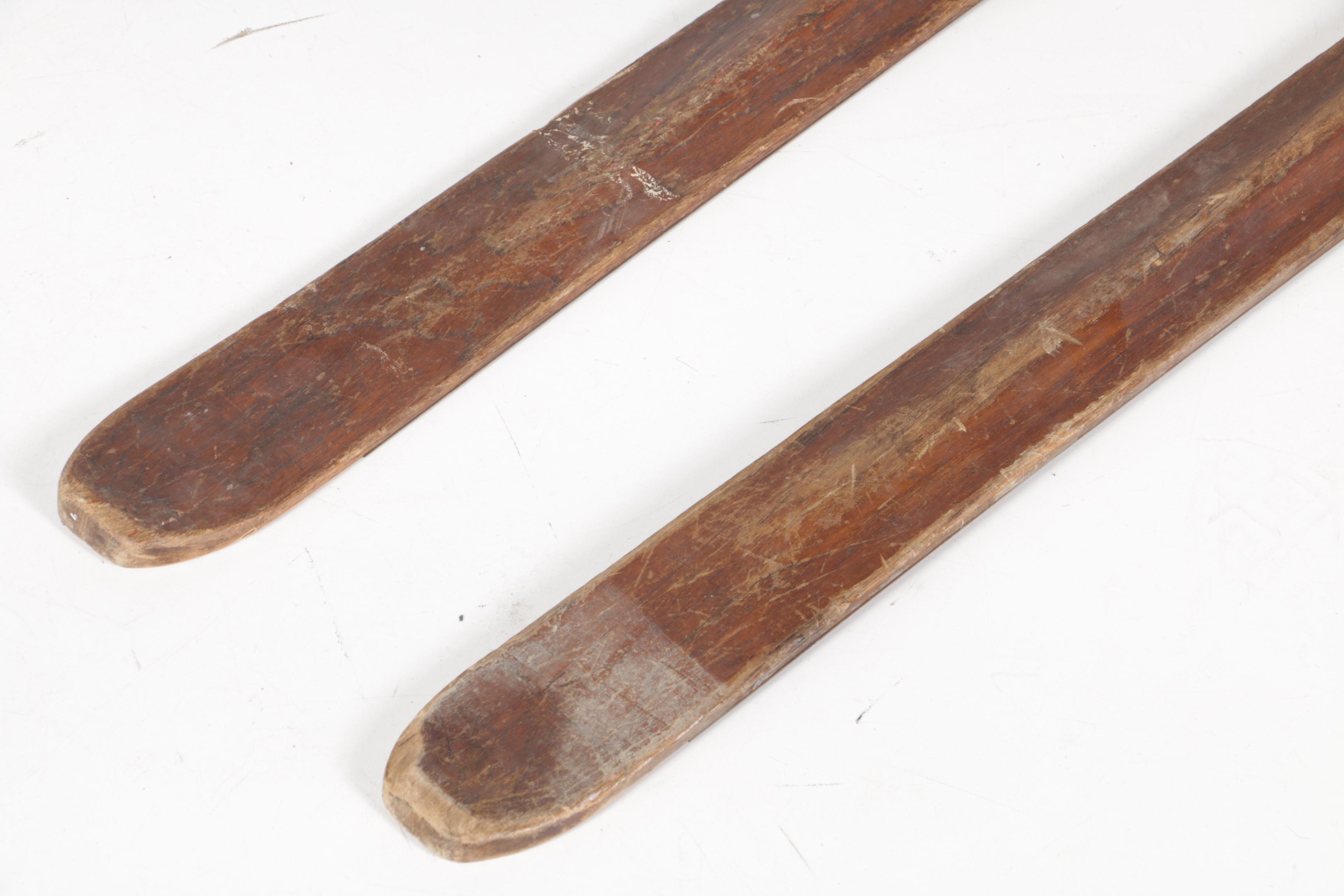Vintage Abercrombie & Fitch Hickory Skis and Bamboo Ski Poles