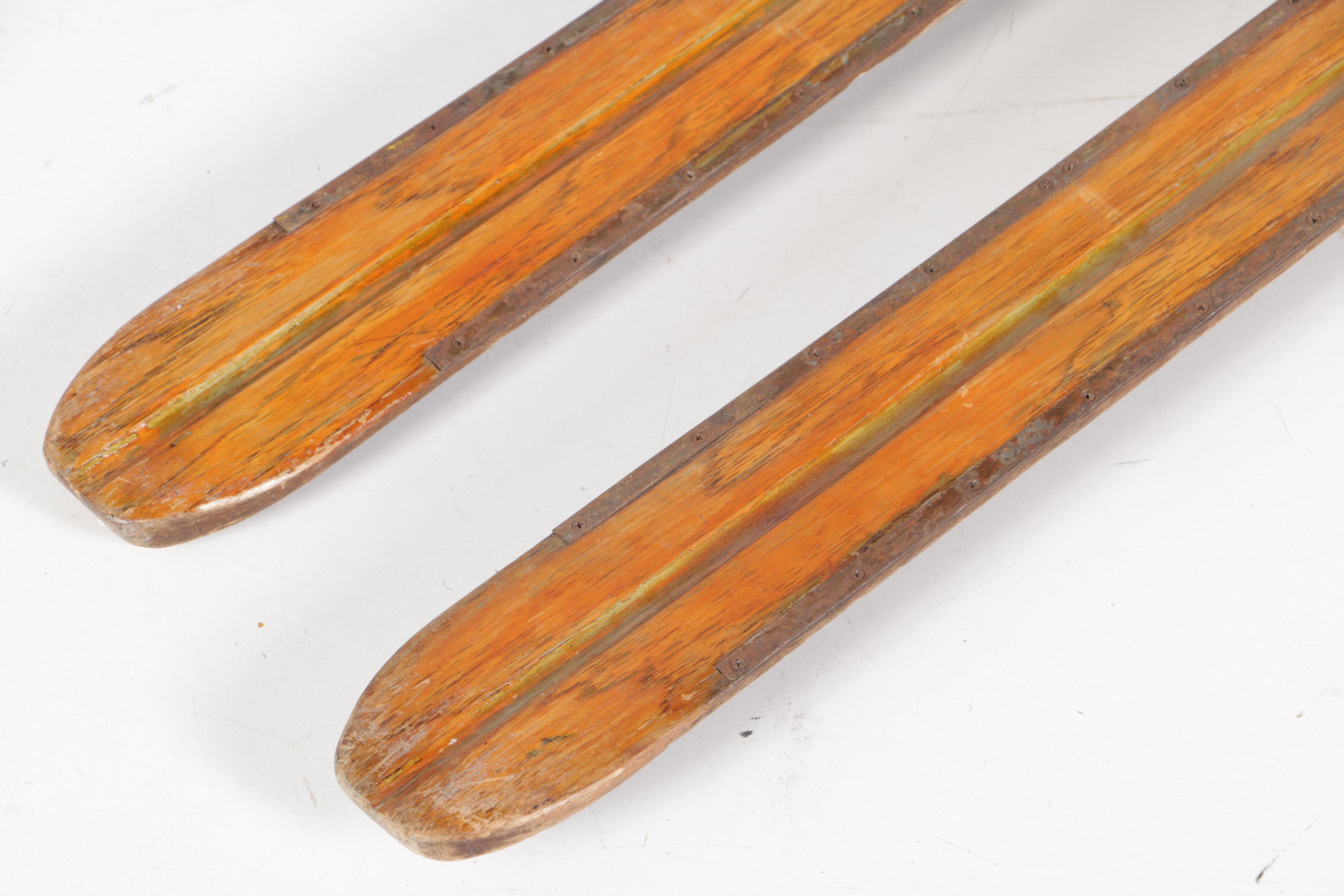 Vintage Abercrombie & Fitch Hickory Skis and Bamboo Ski Poles