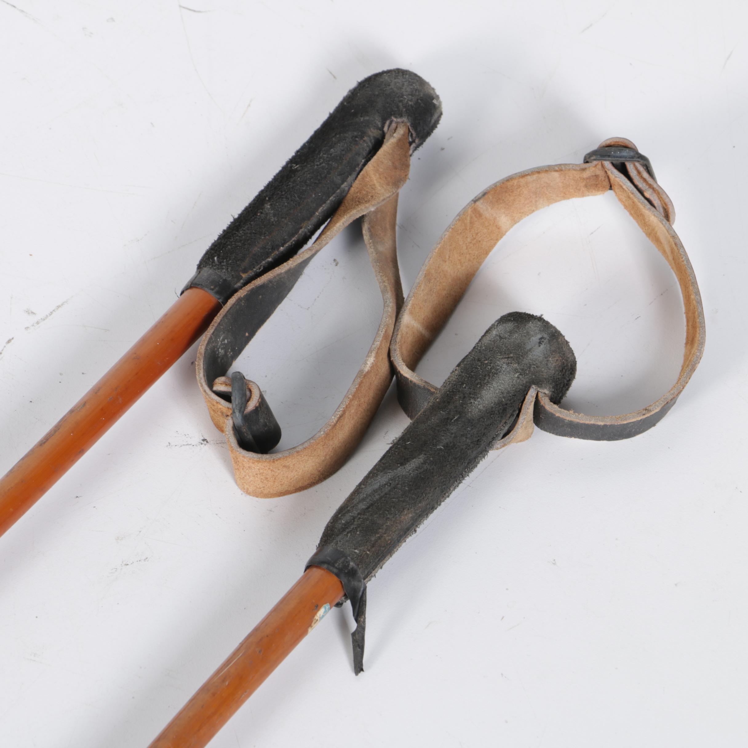 Vintage Abercrombie & Fitch Hickory Skis and Bamboo Ski Poles