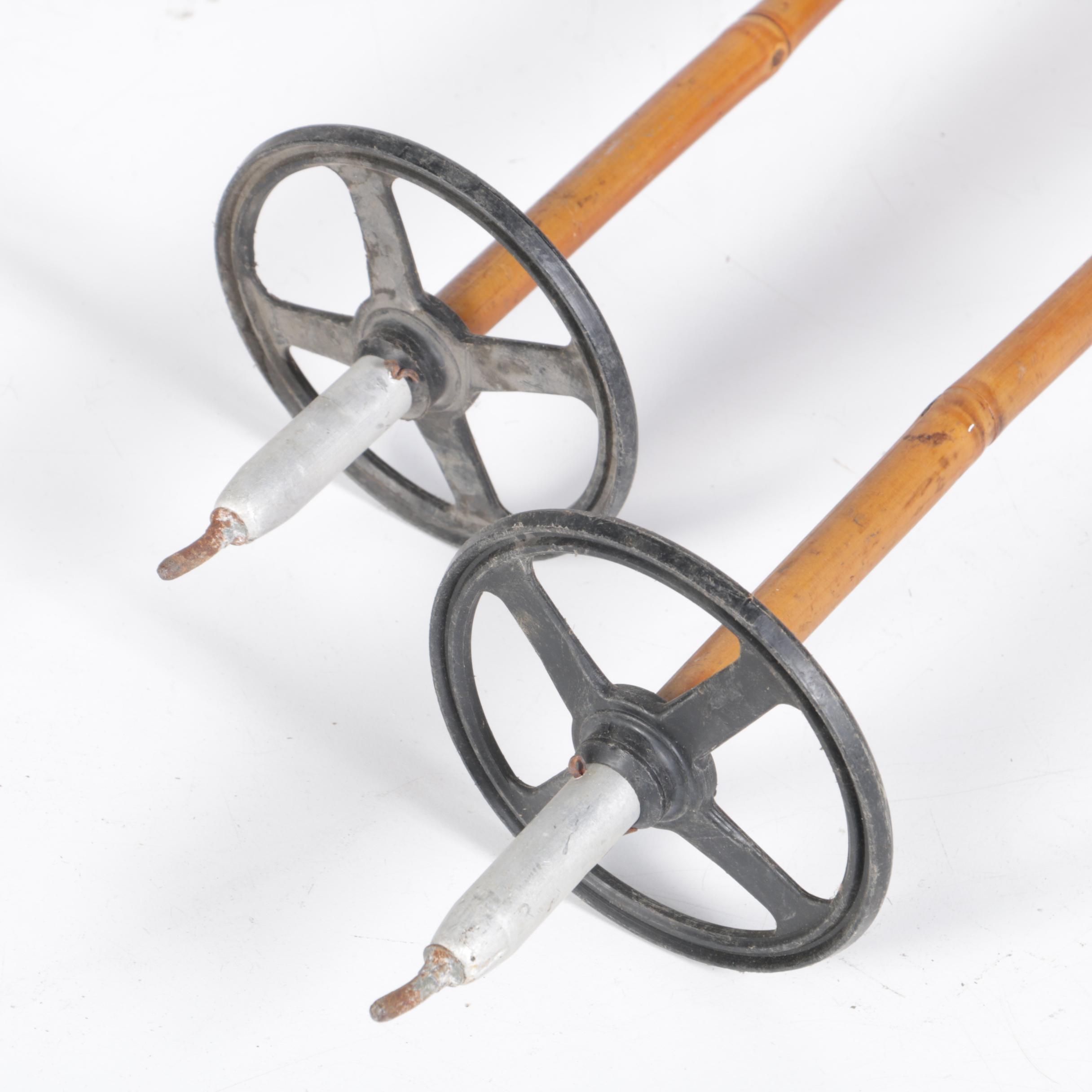 Vintage Abercrombie & Fitch Hickory Skis and Bamboo Ski Poles