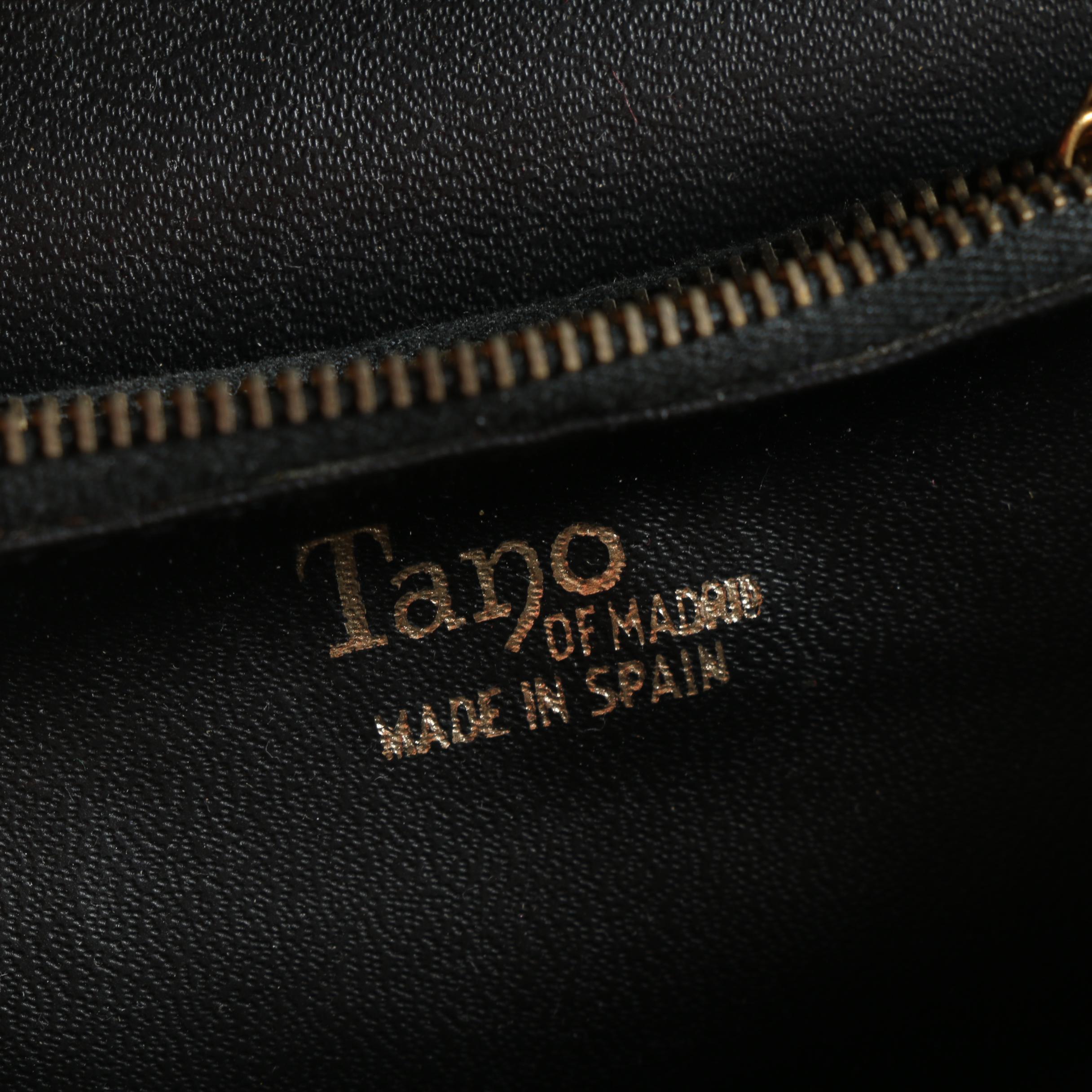 Vintage Tano of Madrid Flocked Doctor's Bag Purse, Made in Spain