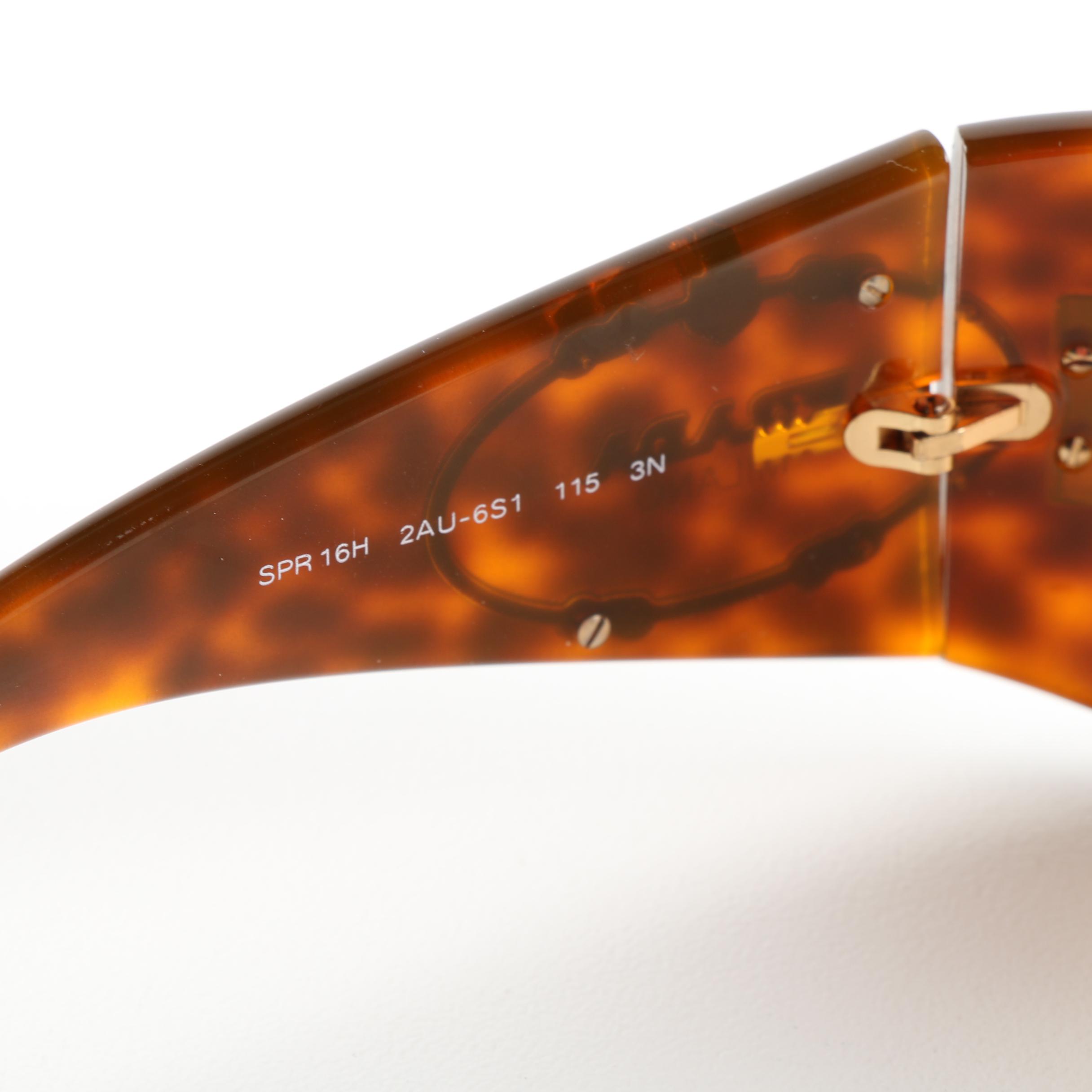 Prada SPR 16H Tortoiseshell Style Shield Sunglasses