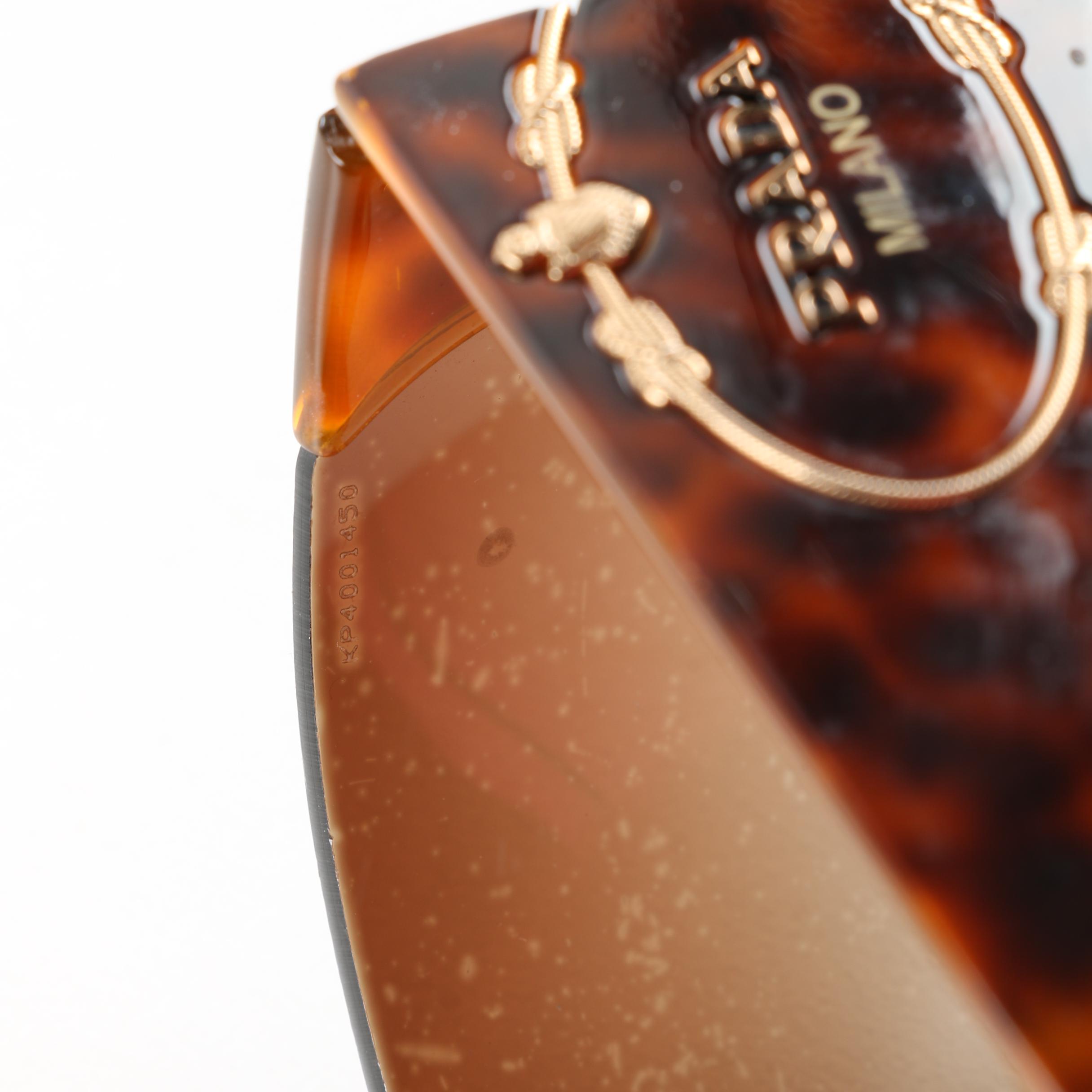 Prada SPR 16H Tortoiseshell Style Shield Sunglasses