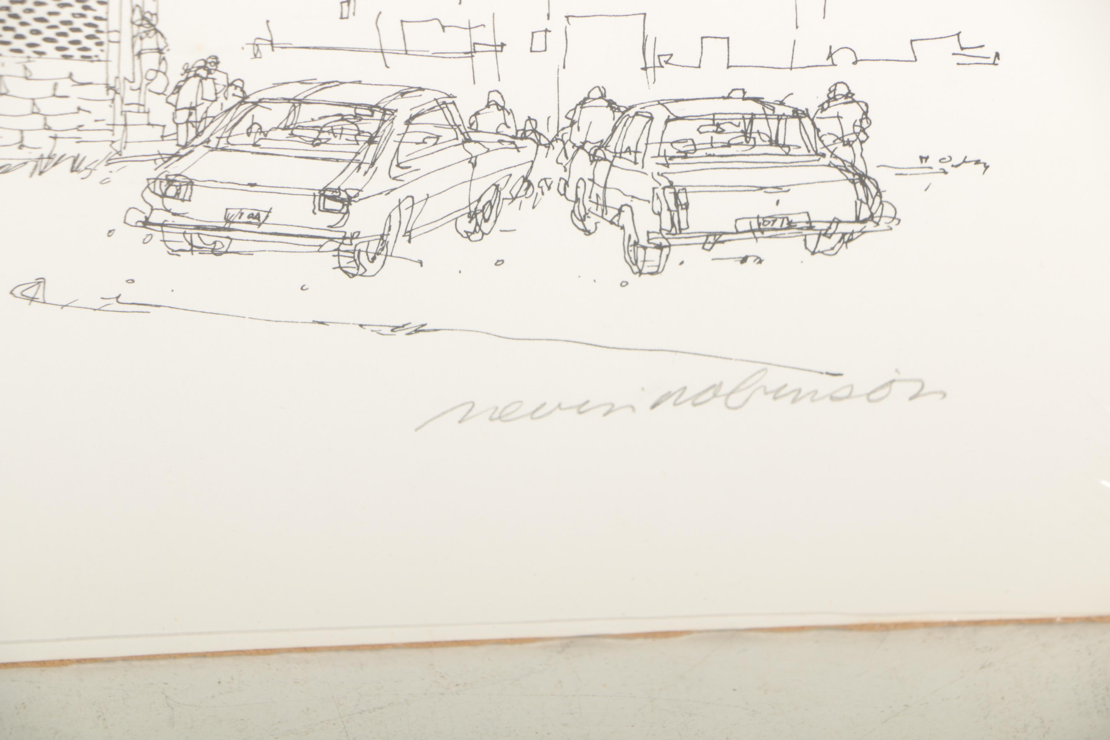 Nevin Robinson Lithograph of Pittsburgh's "Duquesne Incline"