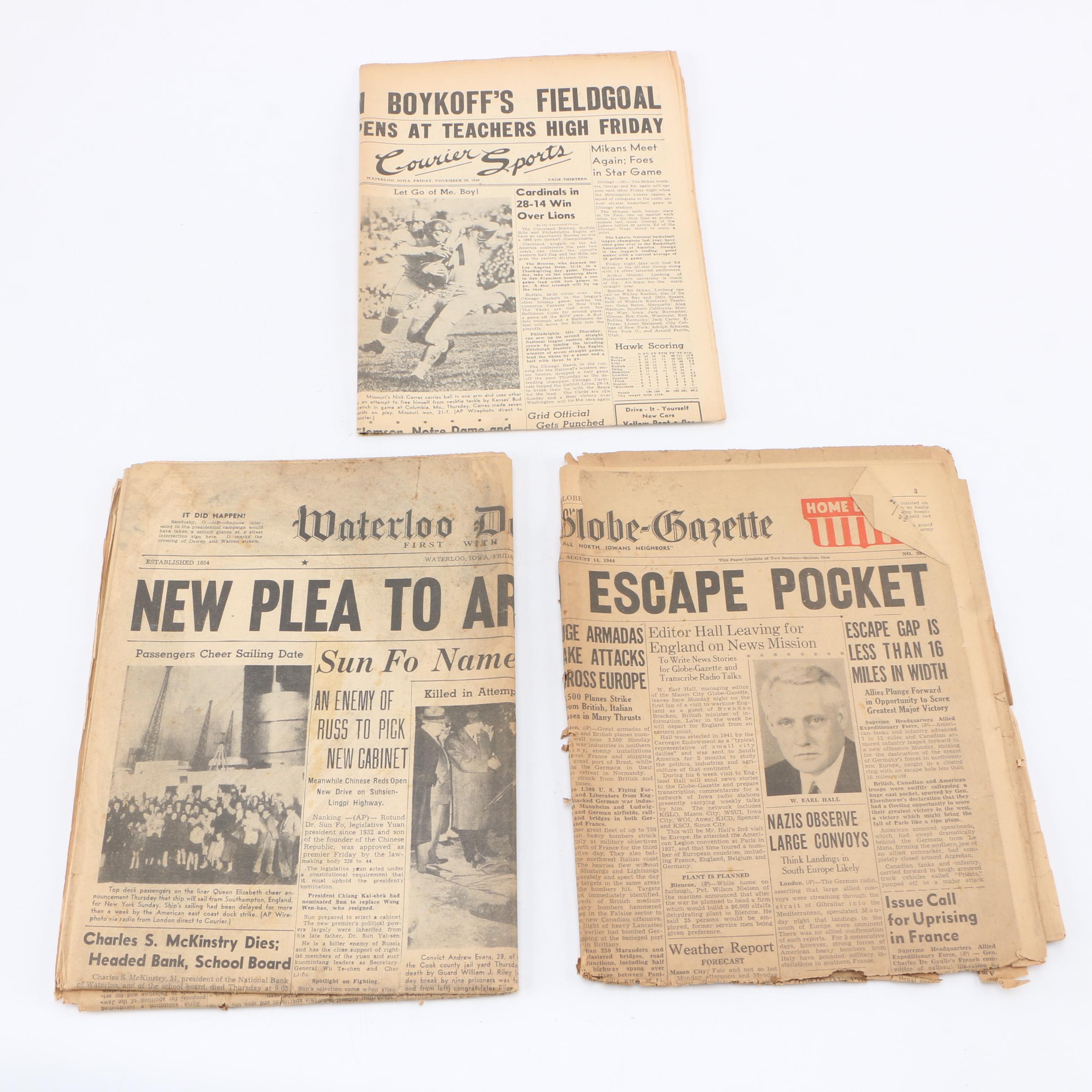 1964 "The Story of John F. Kennedy" Wonder Book and 1940s Newspapers