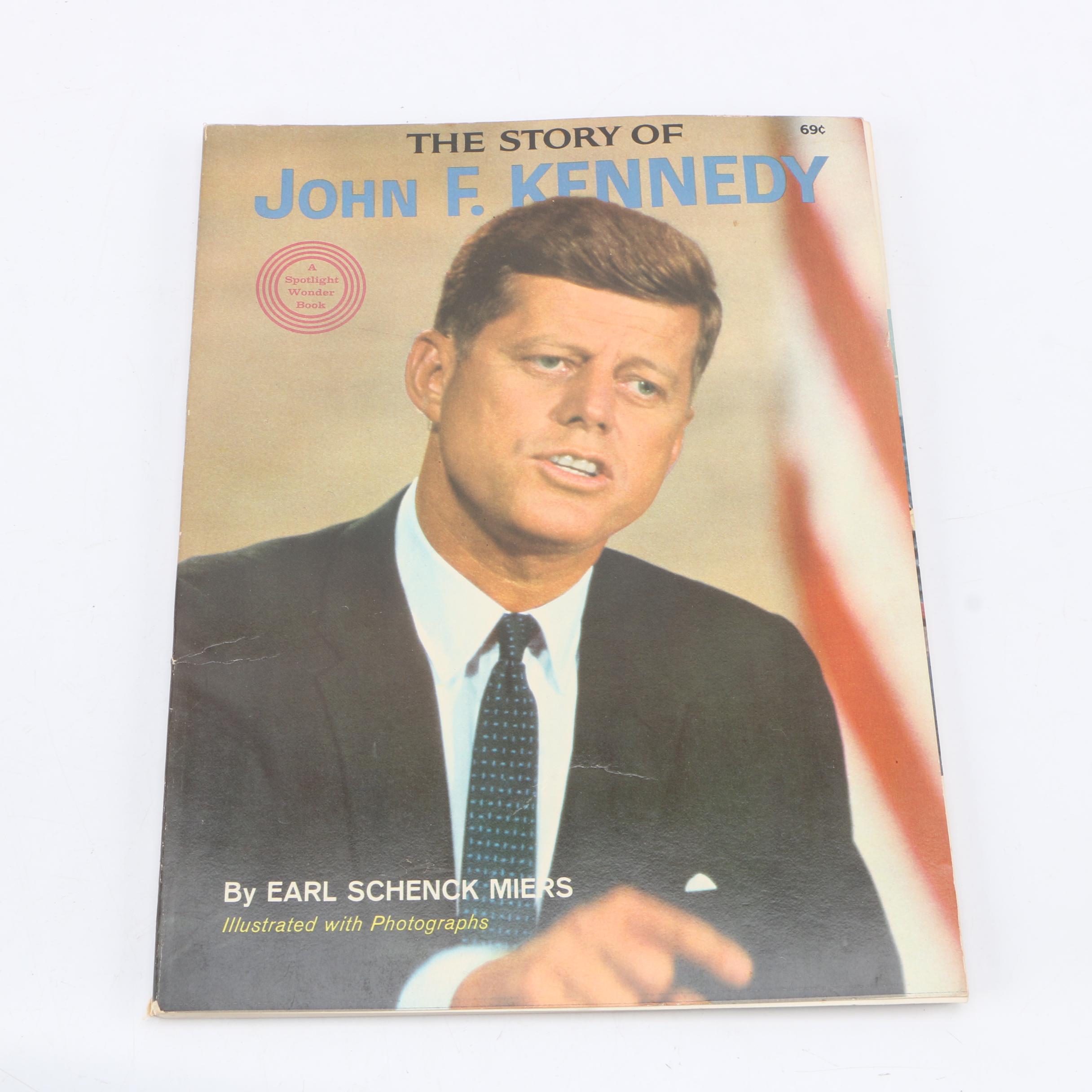 1964 "The Story of John F. Kennedy" Wonder Book and 1940s Newspapers