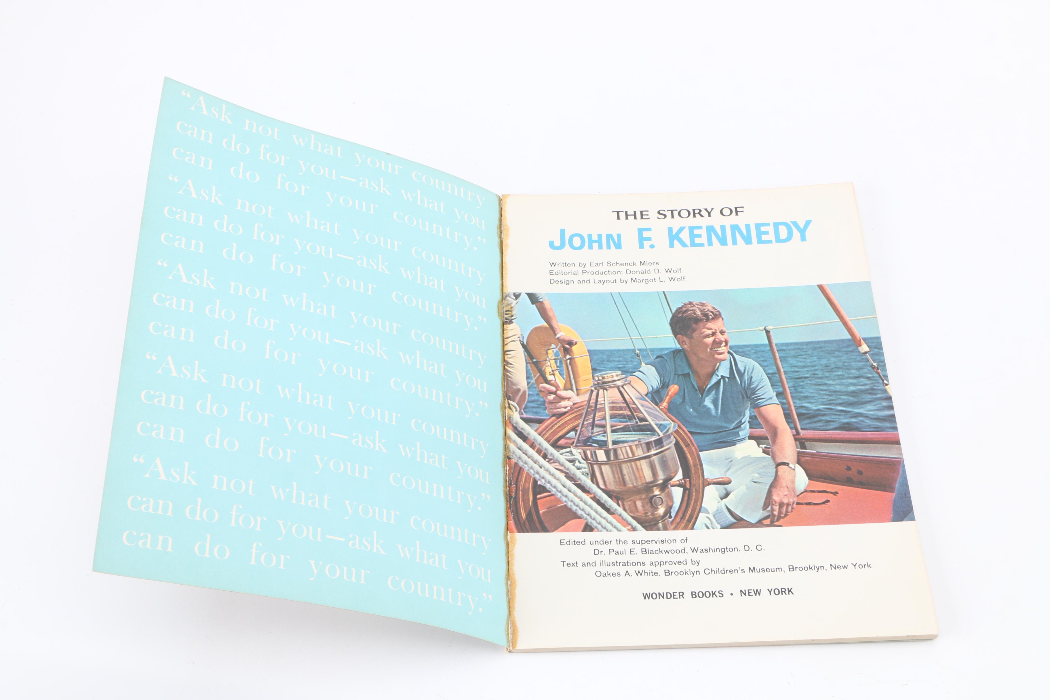 1964 "The Story of John F. Kennedy" Wonder Book and 1940s Newspapers