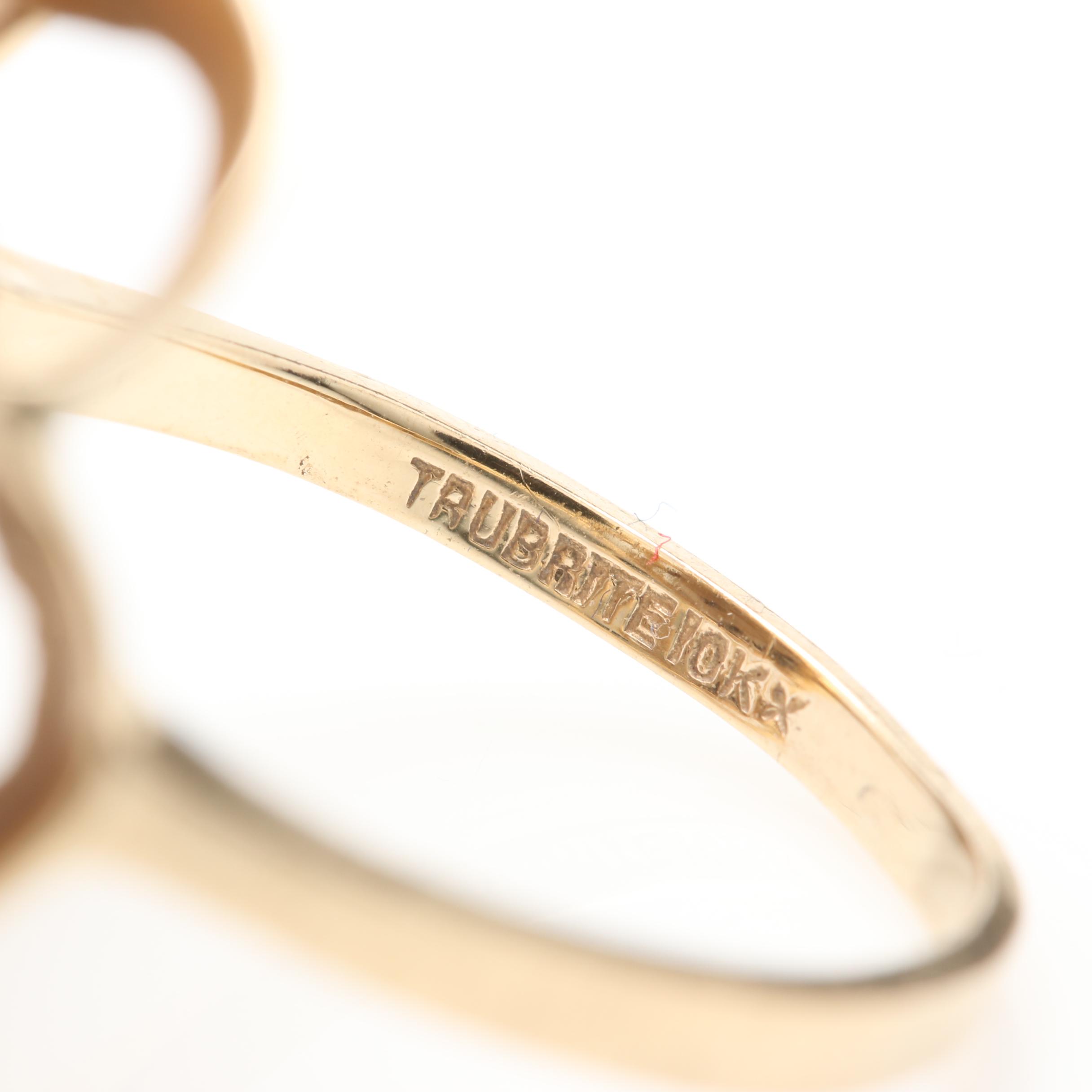 Retro Trubrite 10K Yellow Gold Smoky Quartz Ring