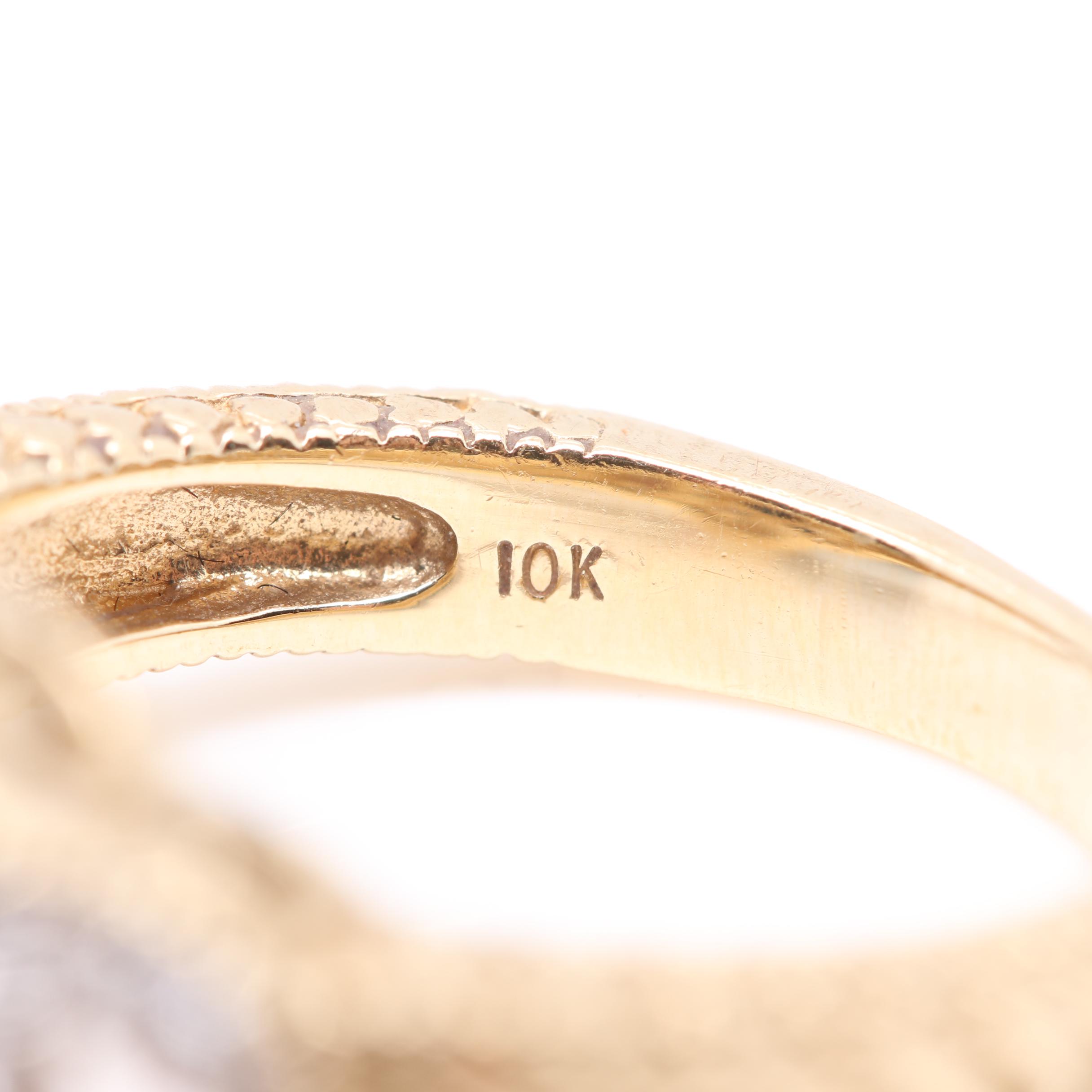 10K Yellow Gold Blue Sapphire and Diamond Ring