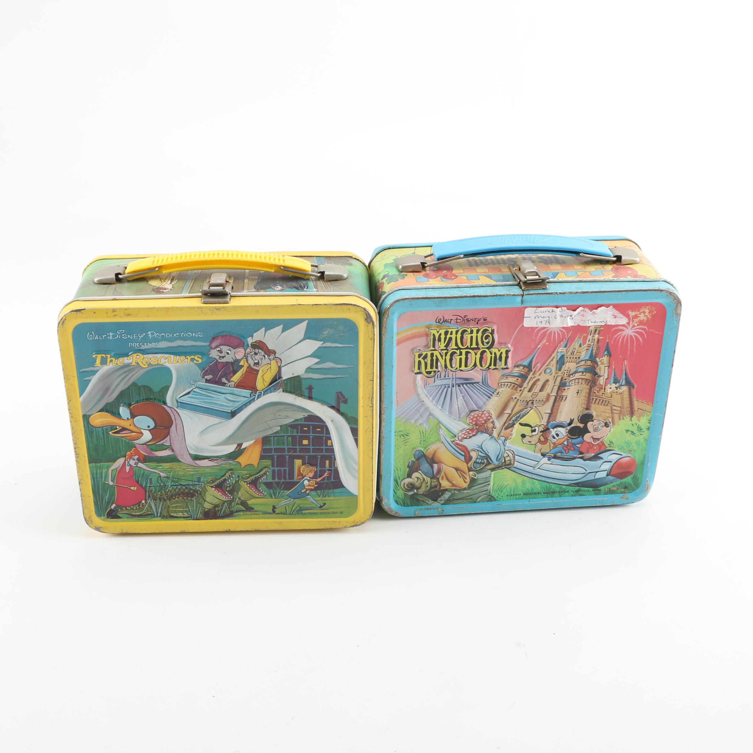 1970s-Era Disney "The Rescuers" and Magic Kingdom Lunchboxes by Aladdin