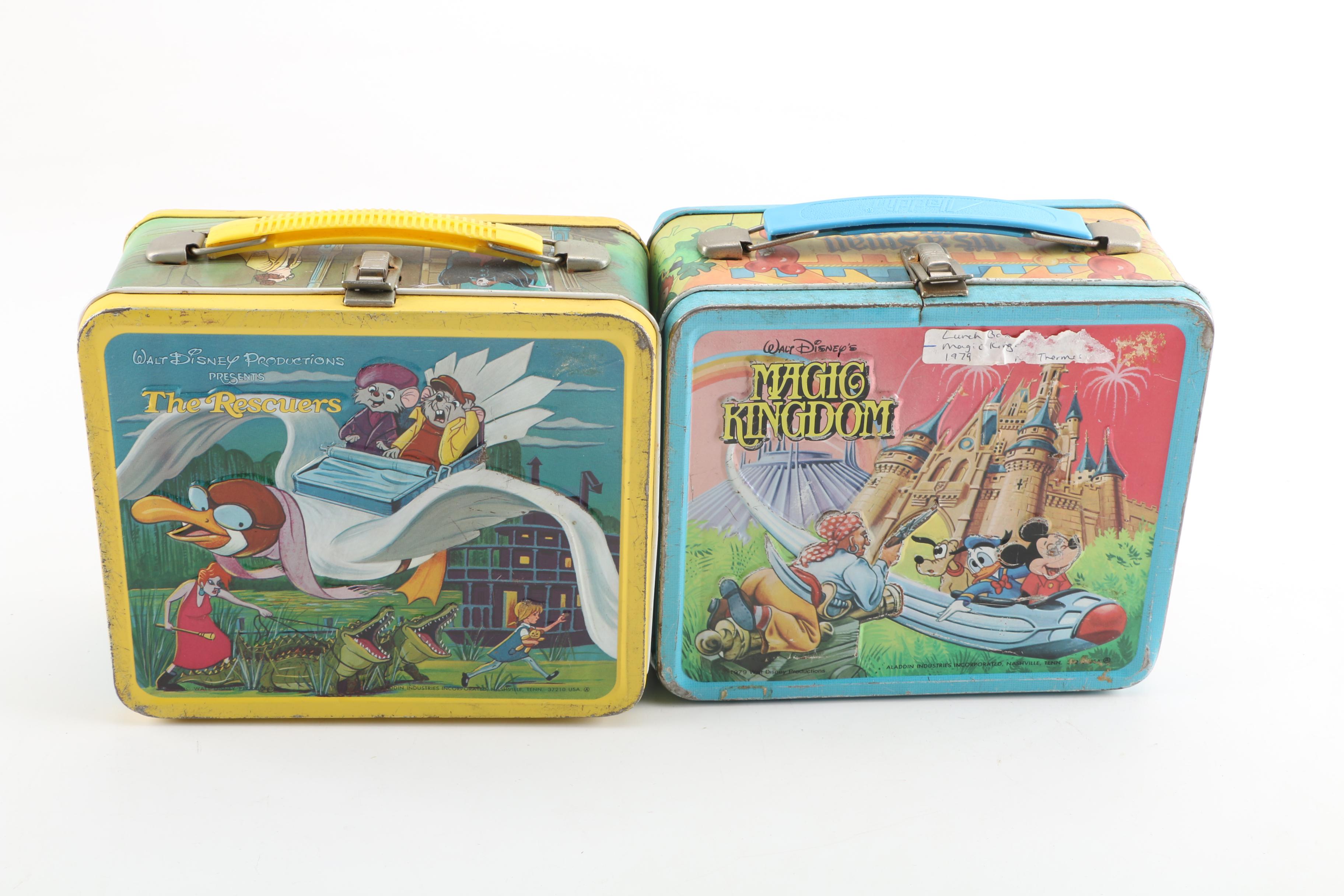 1970s-Era Disney "The Rescuers" and Magic Kingdom Lunchboxes by Aladdin