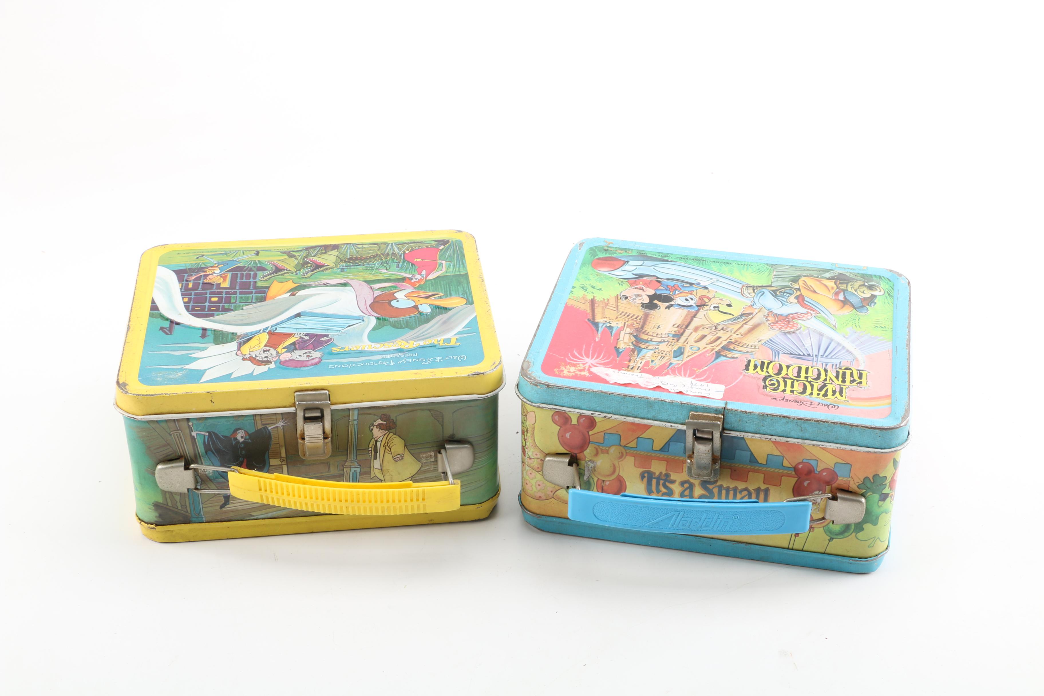 1970s-Era Disney "The Rescuers" and Magic Kingdom Lunchboxes by Aladdin