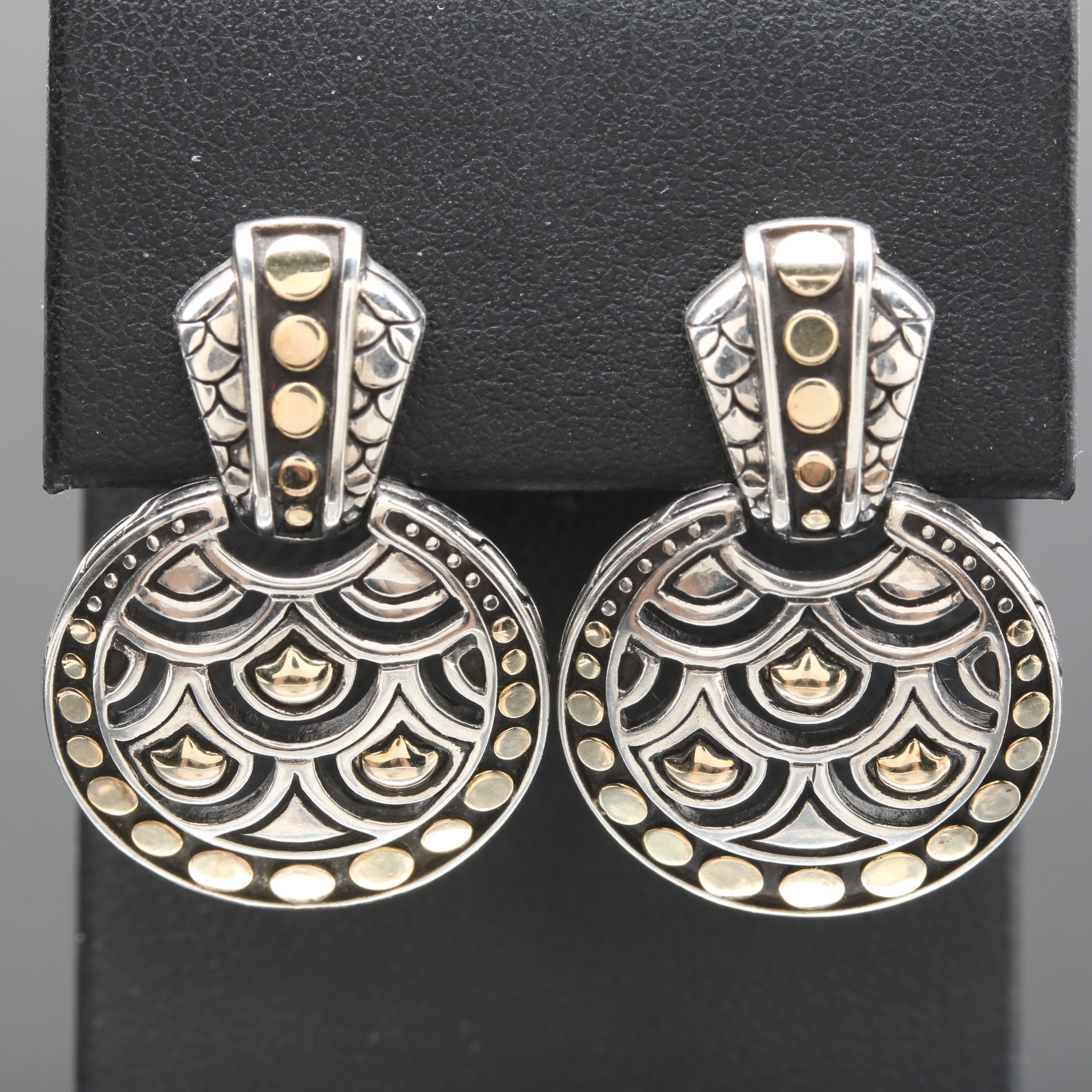 John Hardy Sterling Silver and 18K Yellow Gold Naga Earrings