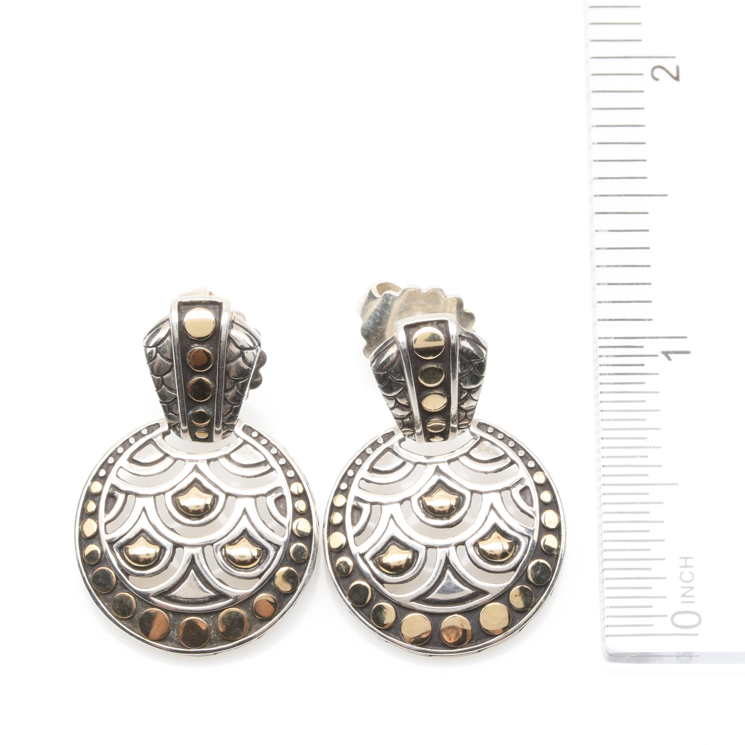 John Hardy Sterling Silver and 18K Yellow Gold Naga Earrings