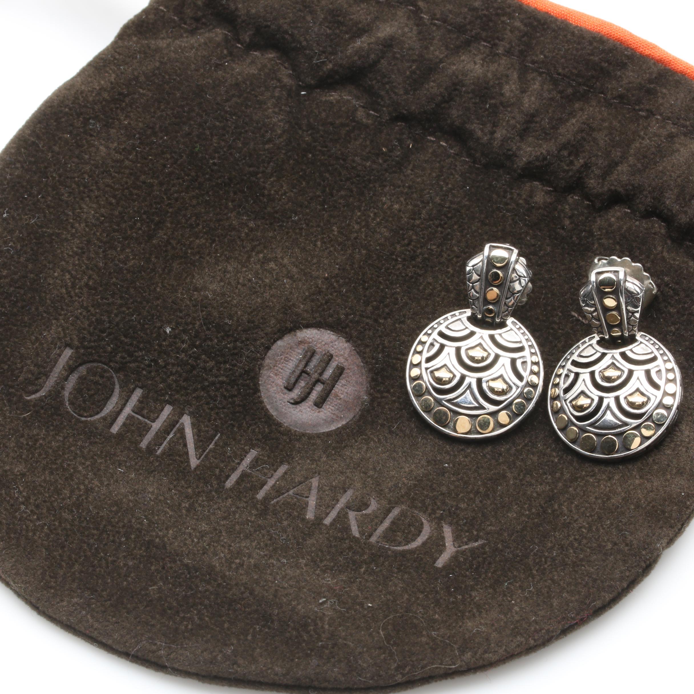 John Hardy Sterling Silver and 18K Yellow Gold Naga Earrings