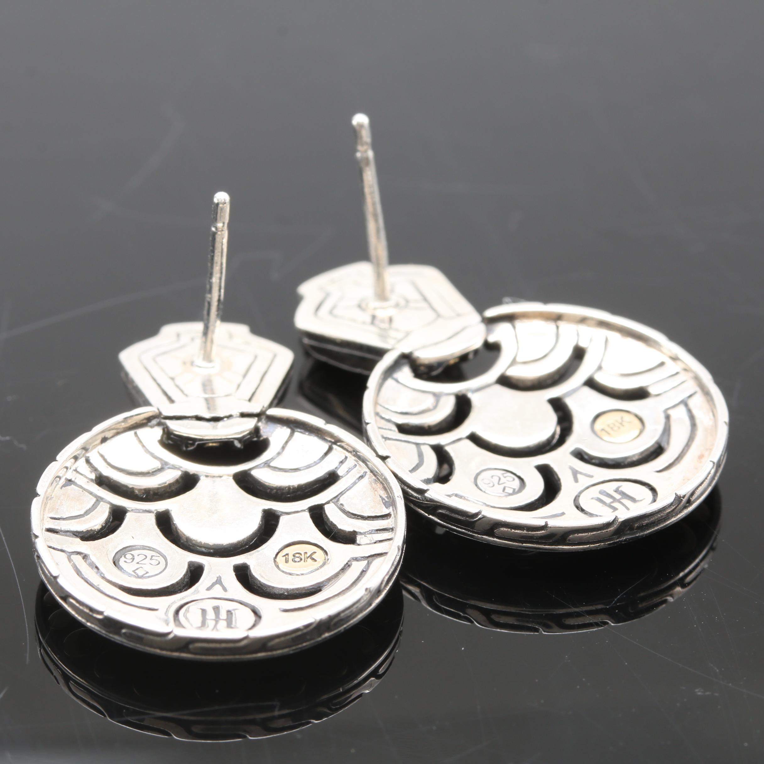 John Hardy Sterling Silver and 18K Yellow Gold Naga Earrings