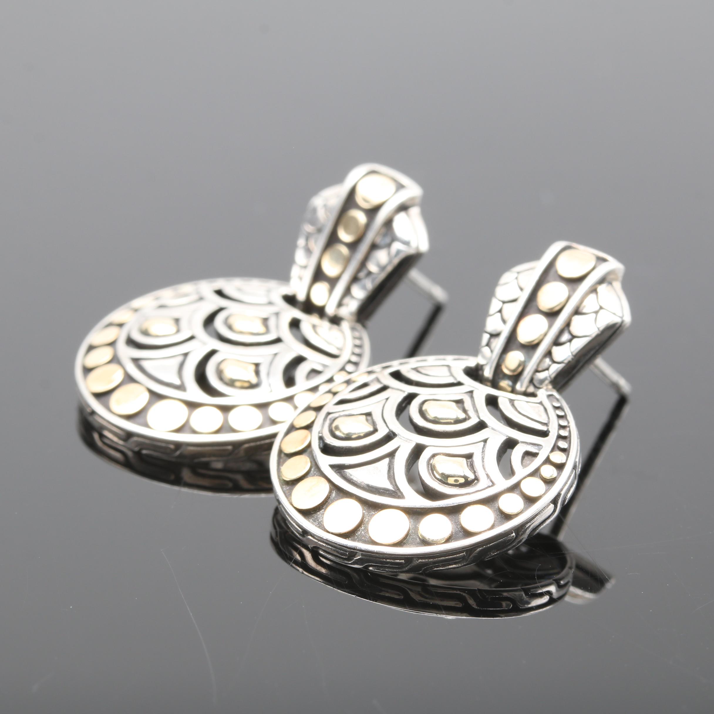 John Hardy Sterling Silver and 18K Yellow Gold Naga Earrings