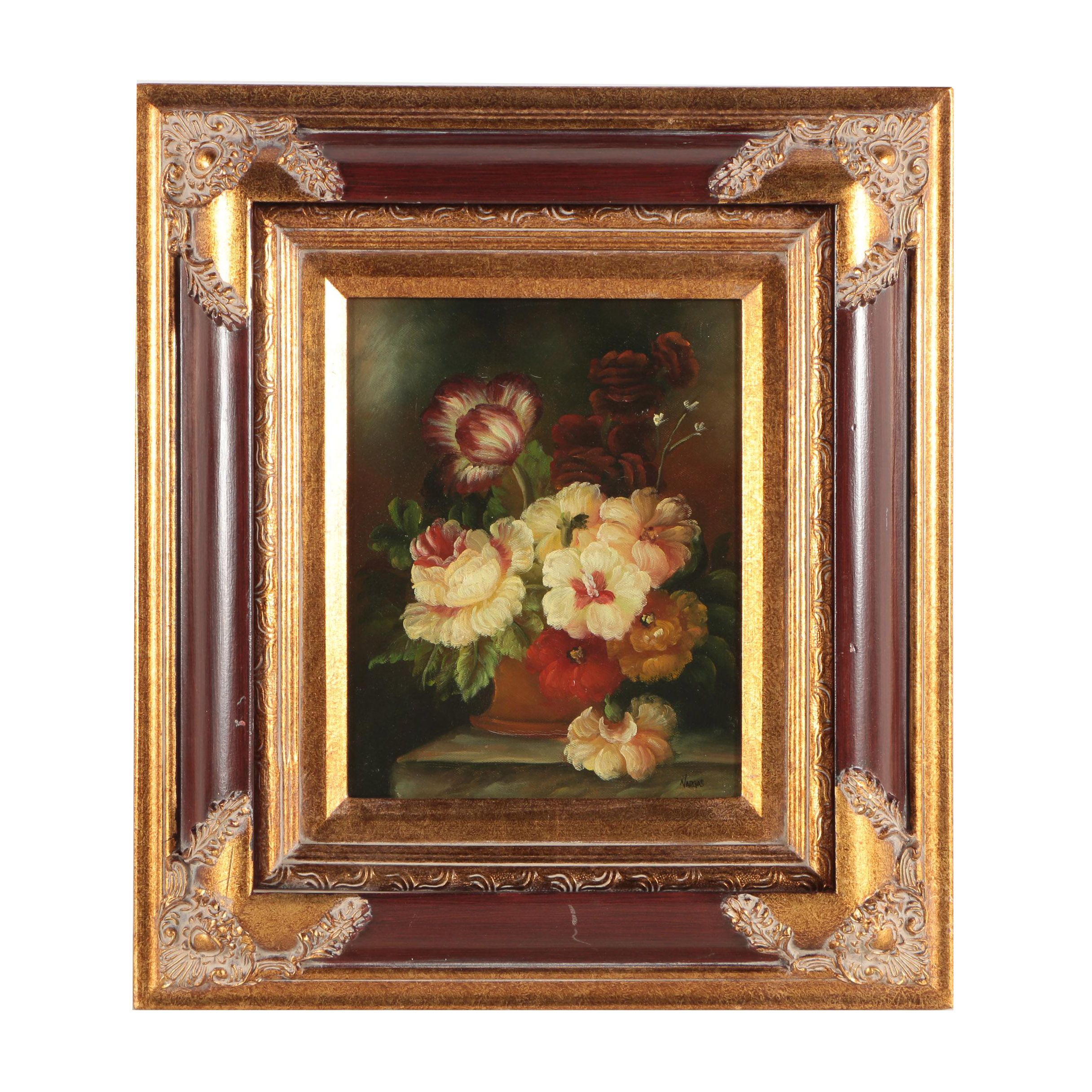 Vargas Oil Painting of a Floral Still Life