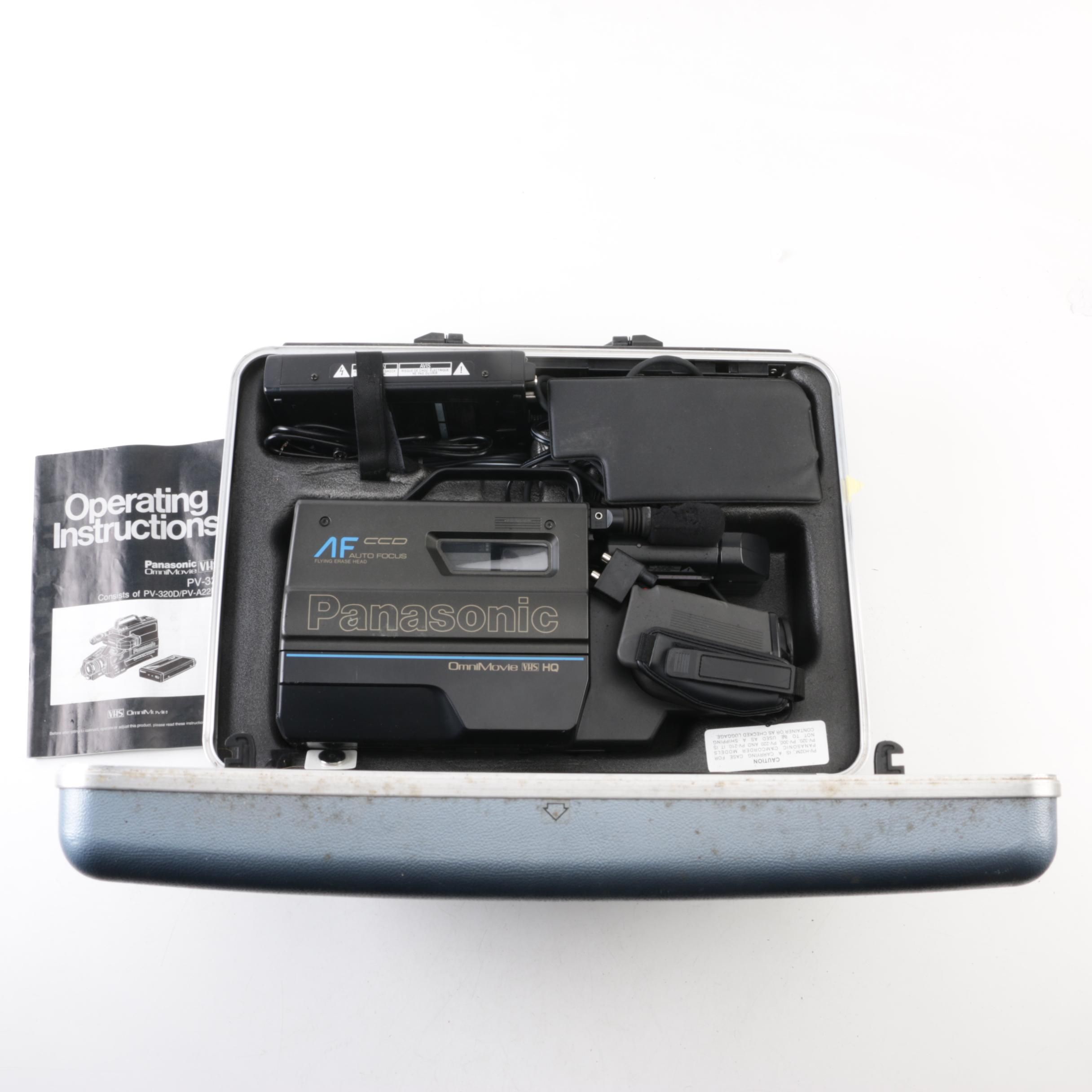 Vintage Panasonic OmniMovie VHS HQ Camcorder with Case and Accessories