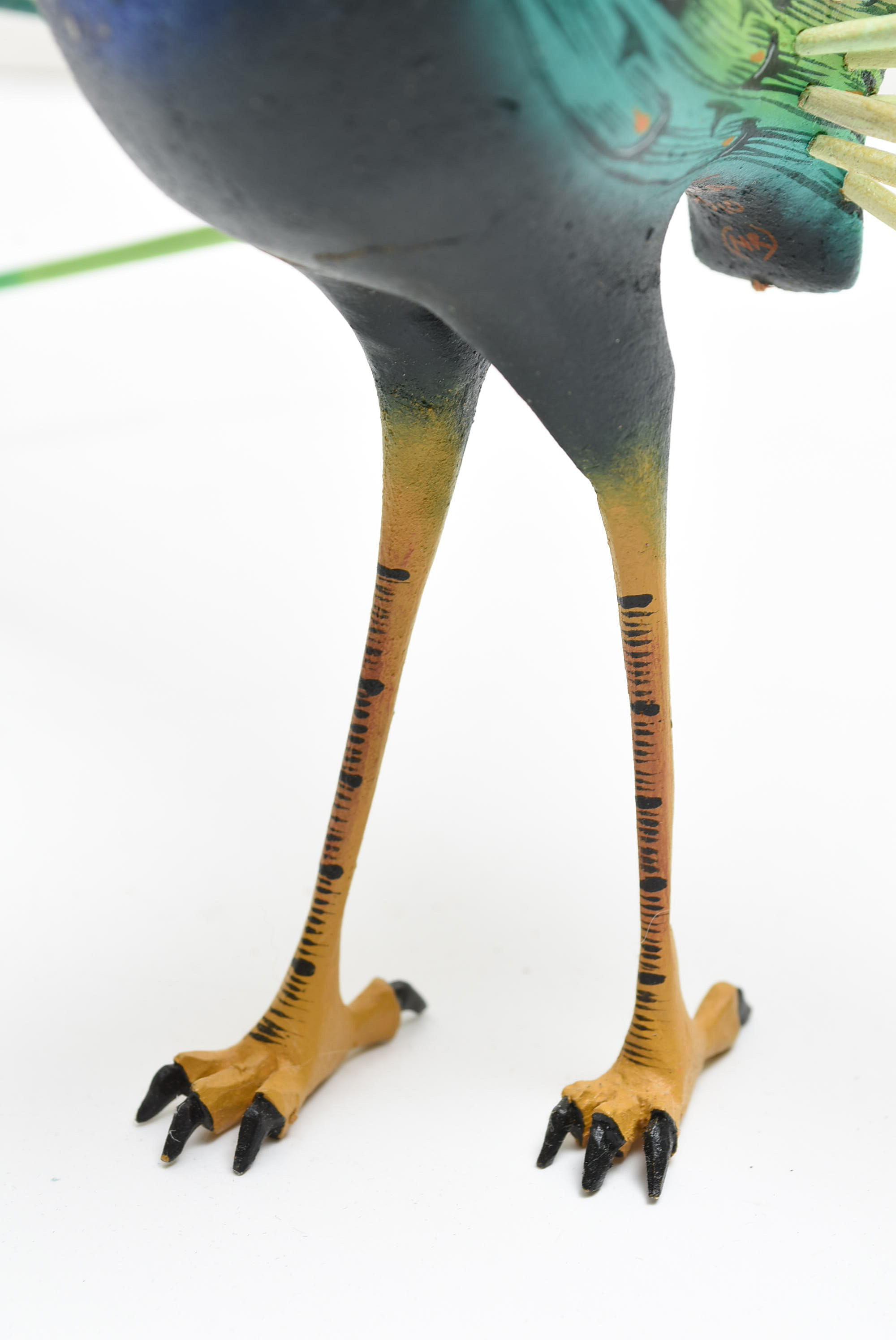 Vintage Oaxacan Folk Art Carved Peacock, Signed