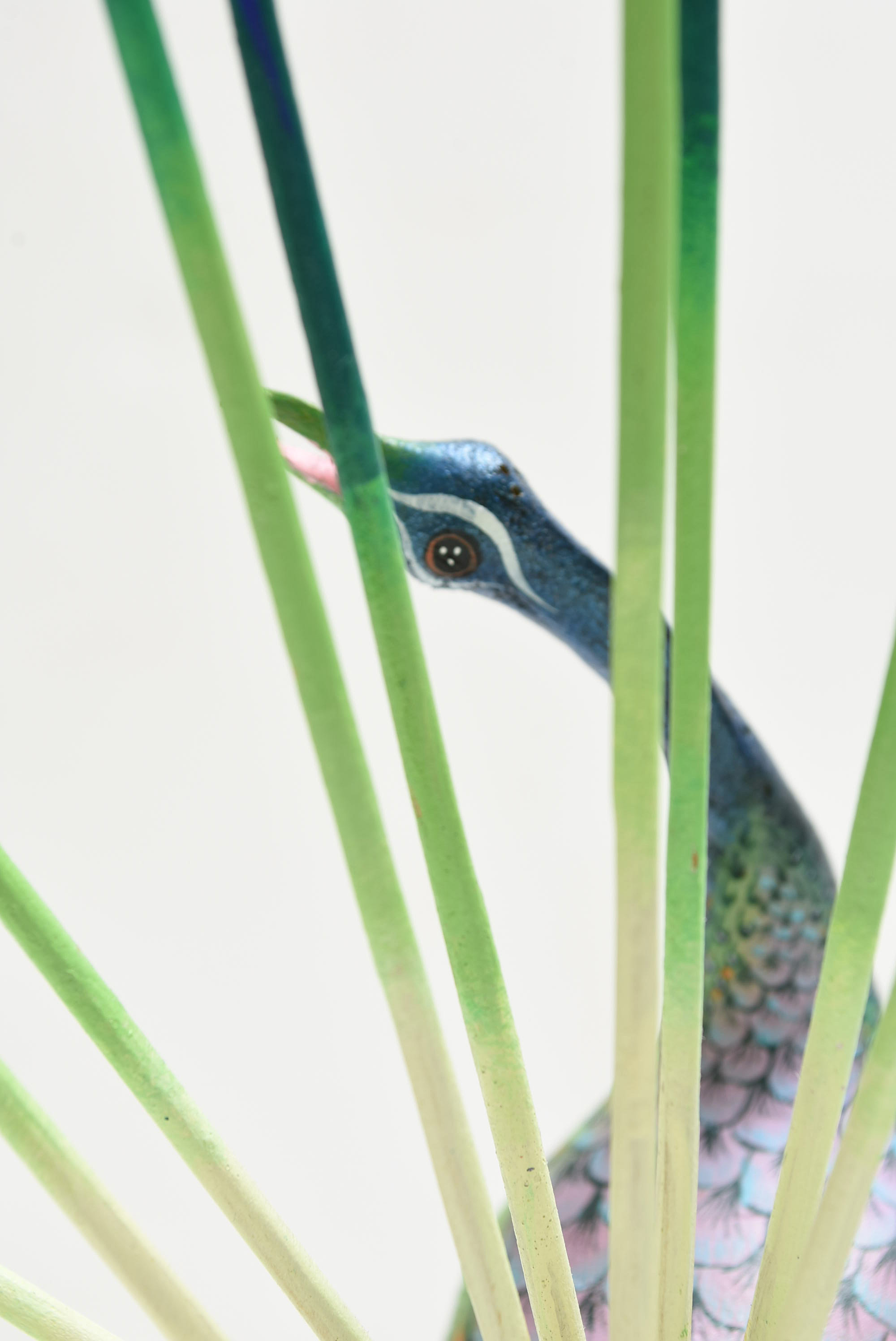 Vintage Oaxacan Folk Art Carved Peacock, Signed