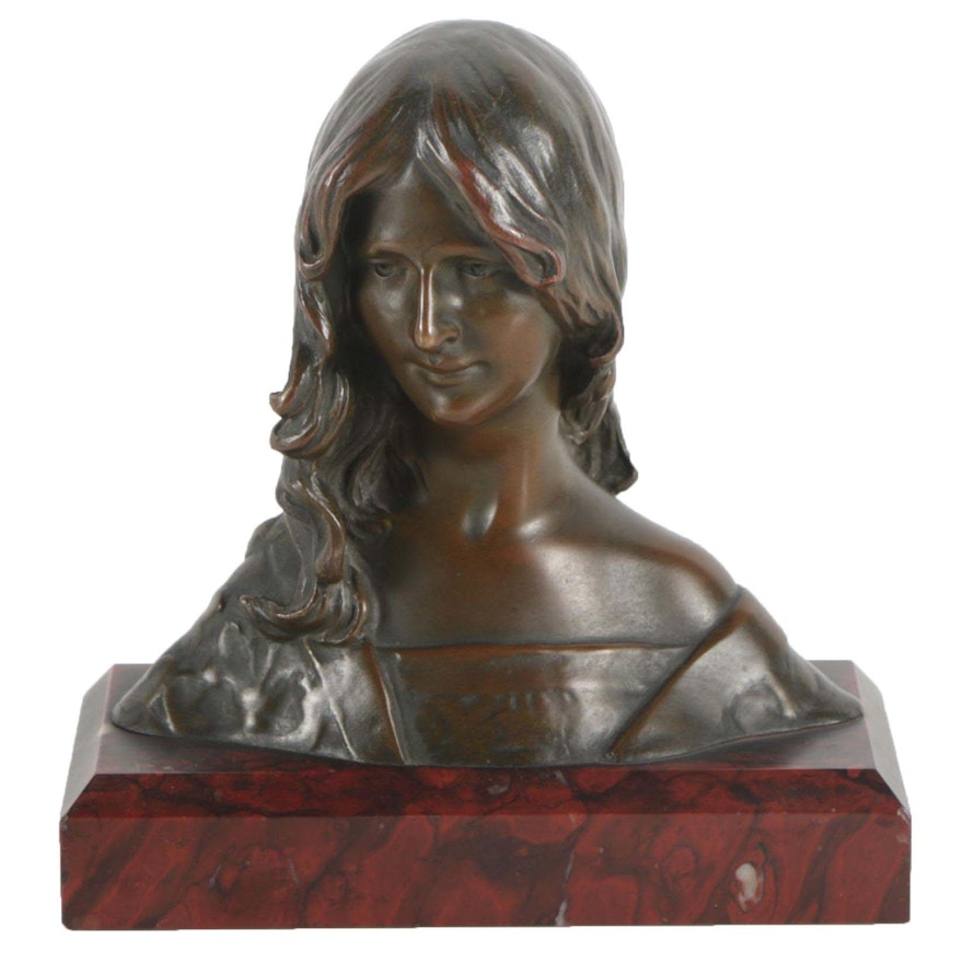 Léon Noel Delagrange Bronze Bust on Marble Base