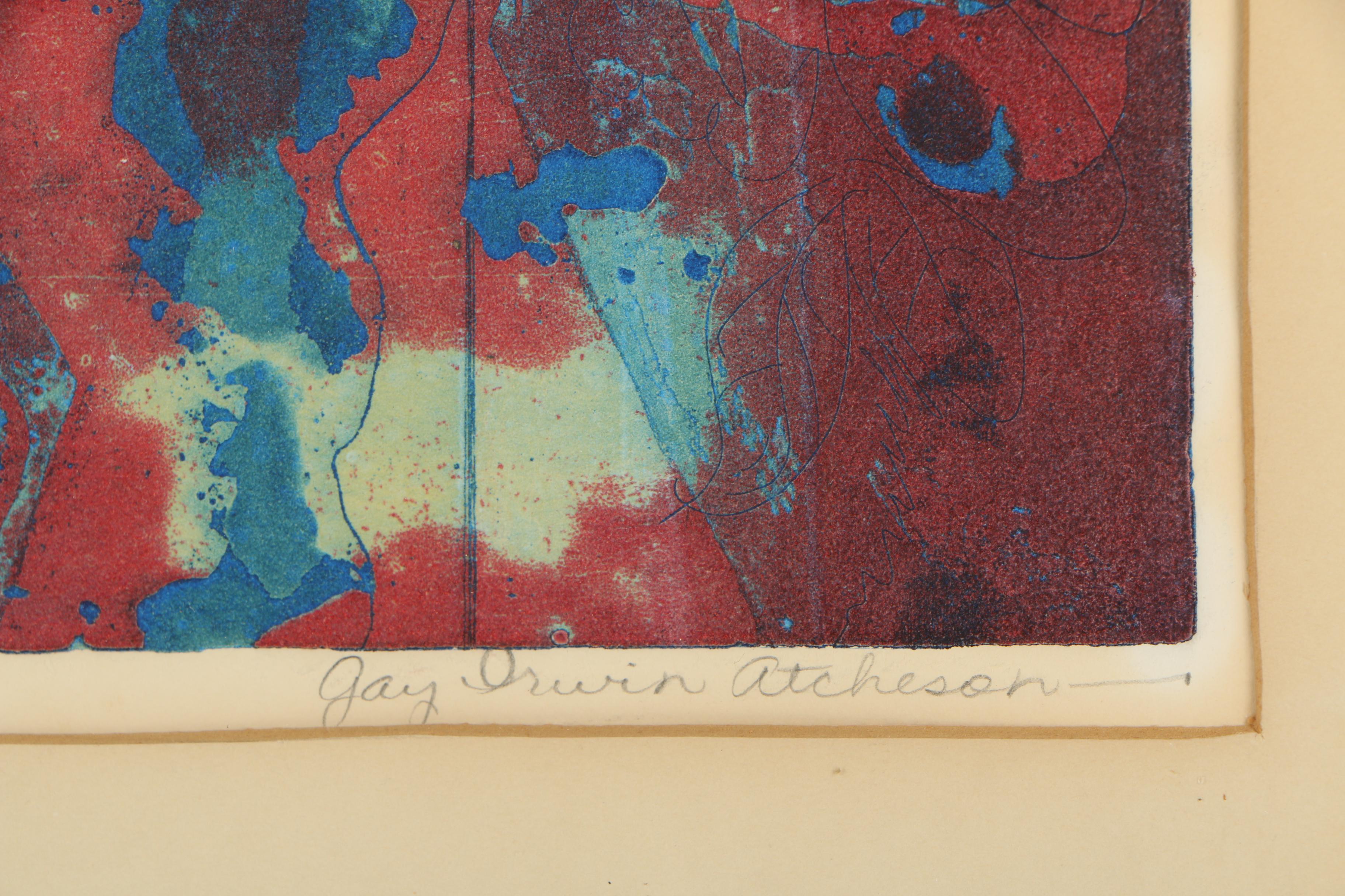 Jay Irwin Atcheson Color Etching "Dancers"