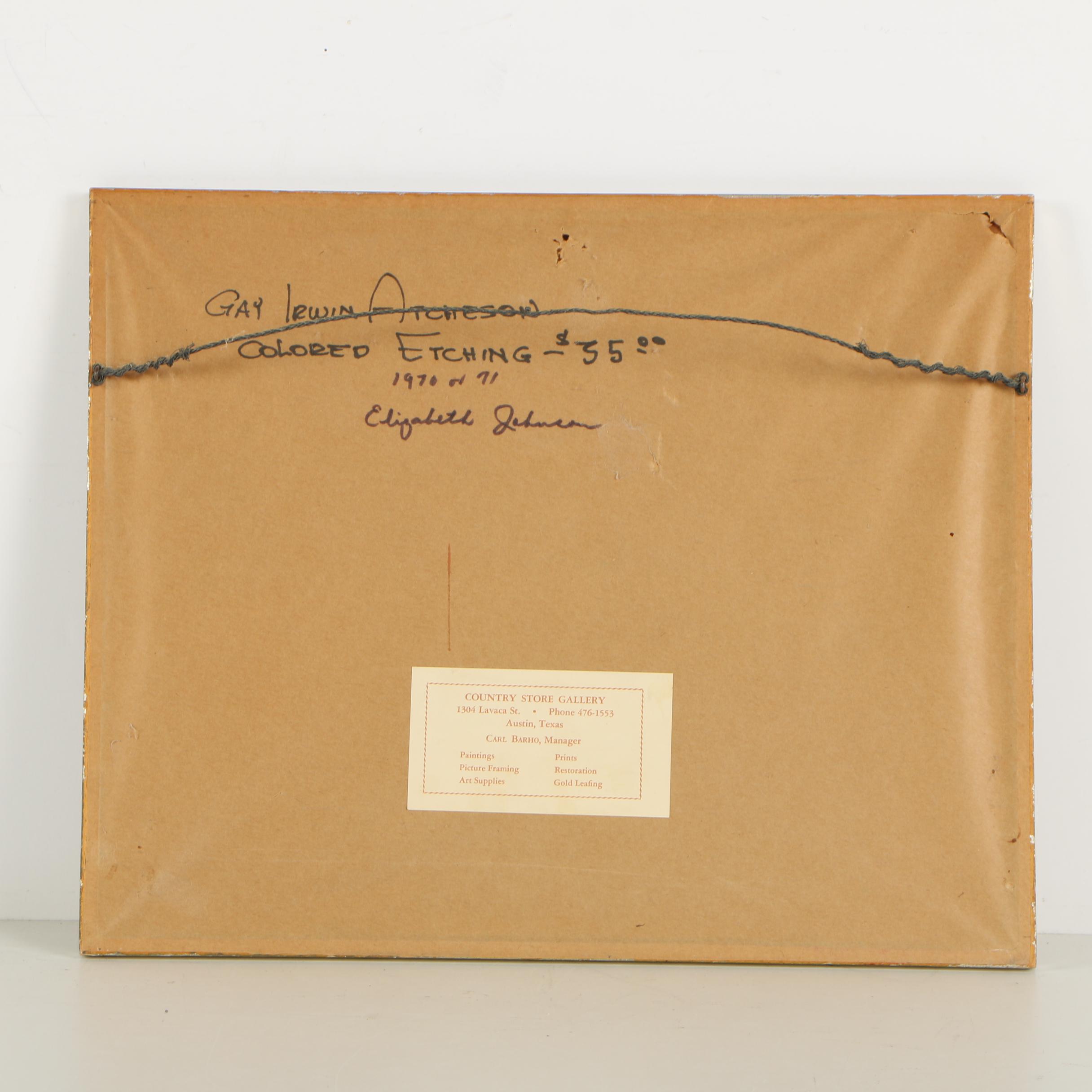 Jay Irwin Atcheson Color Etching "Dancers"