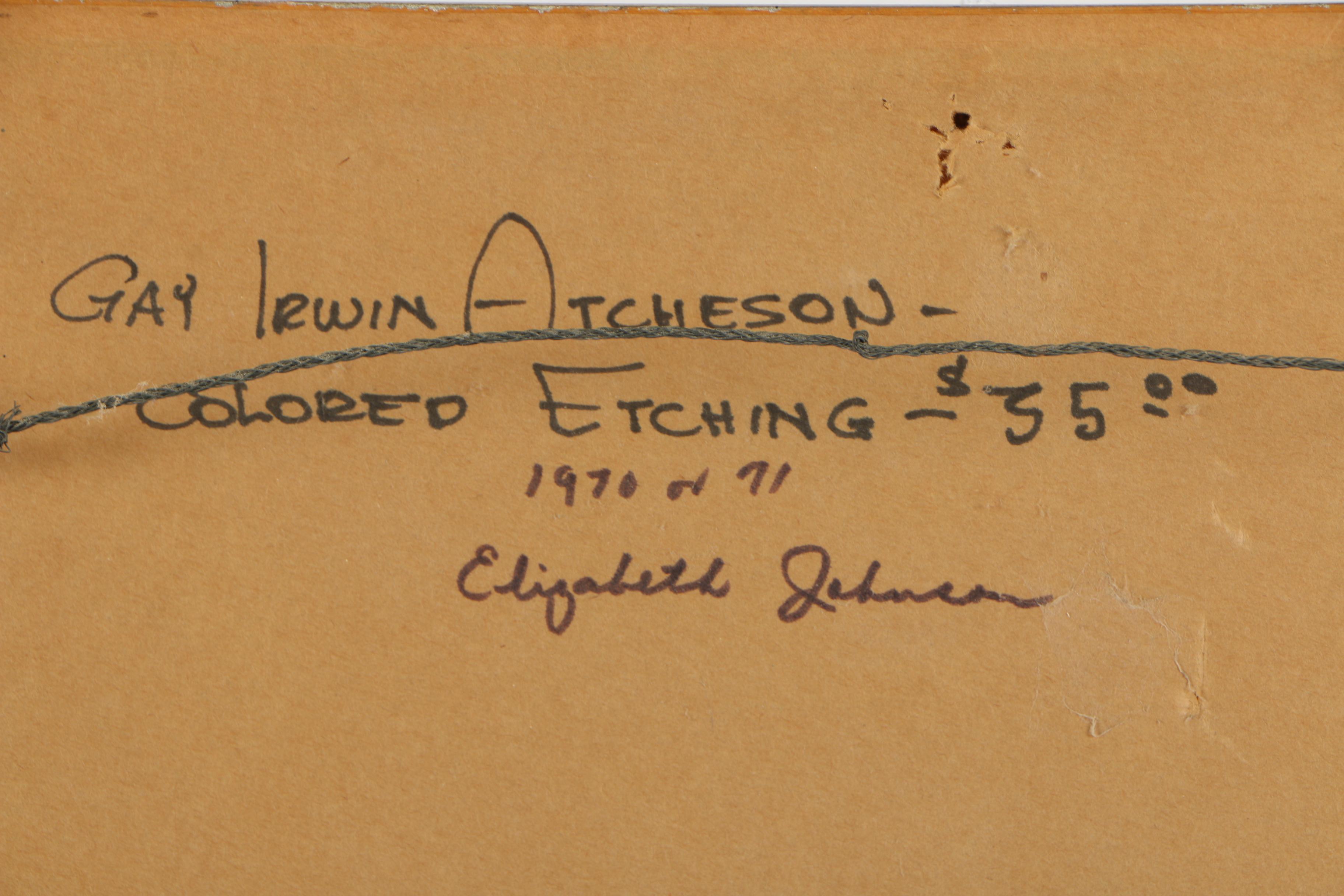 Jay Irwin Atcheson Color Etching "Dancers"