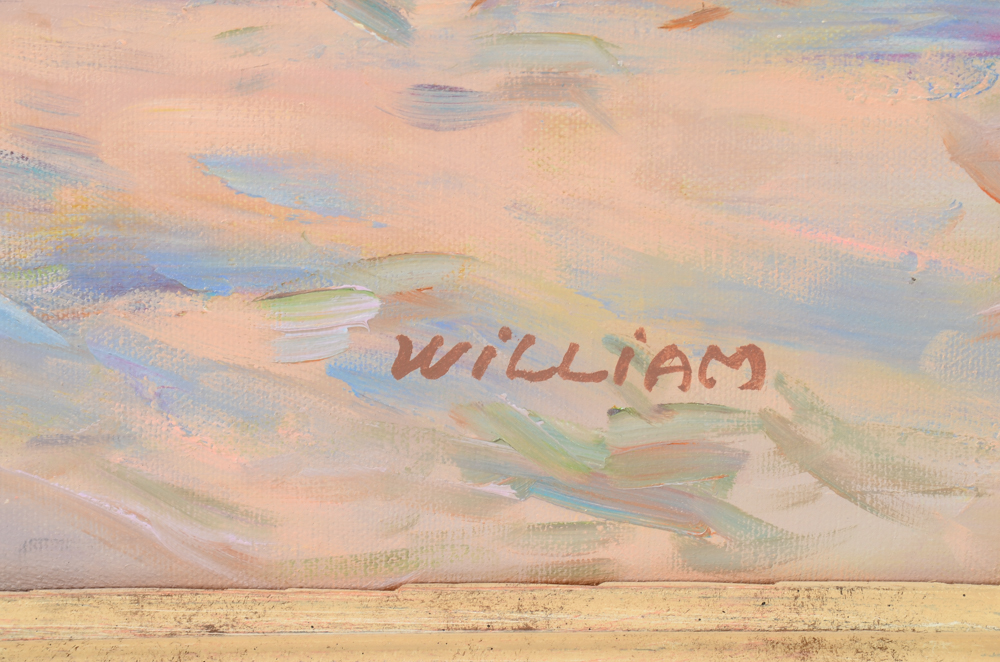 Signed Oil Painting on Canvas of Victorian Beach Scene