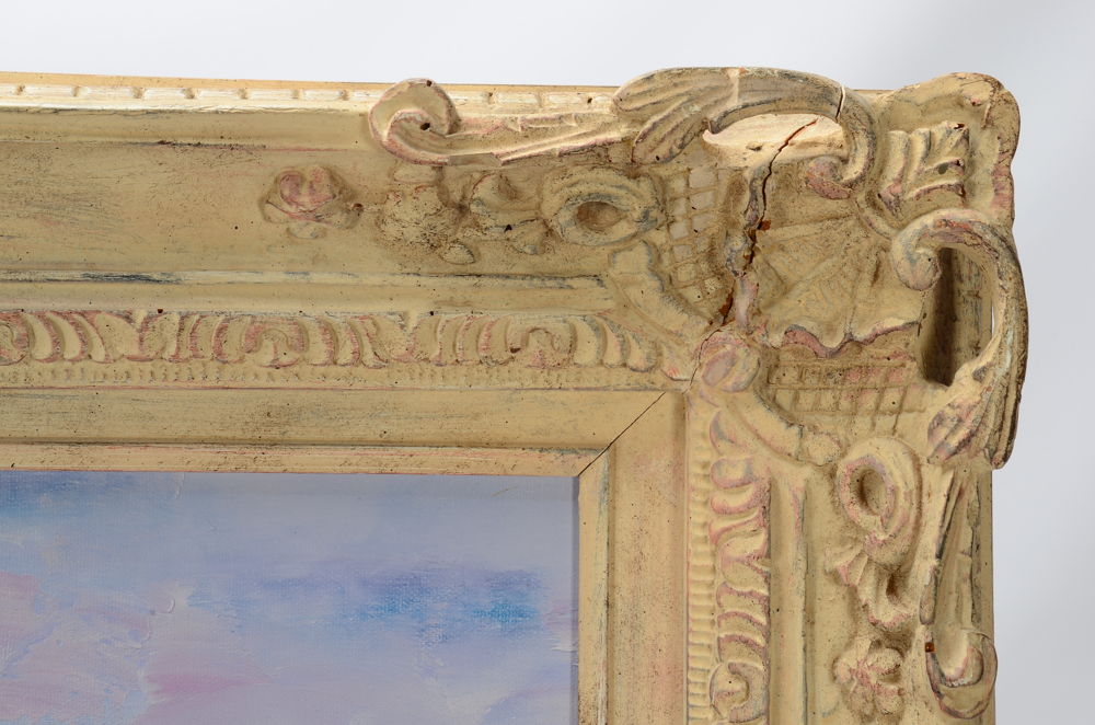 Signed Oil Painting on Canvas of Victorian Beach Scene