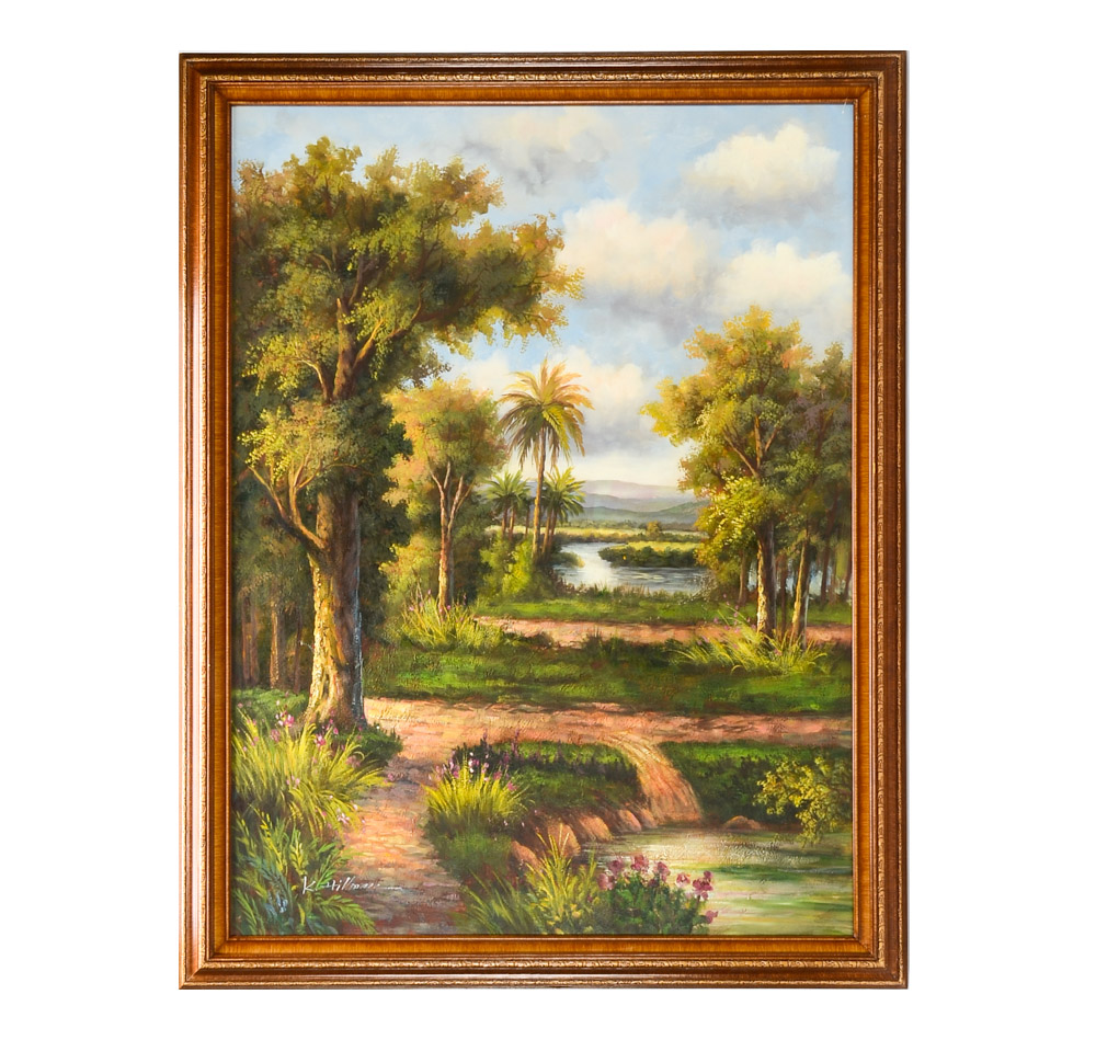 K. Hillman Original Large Acrylic on Canvas Landscape