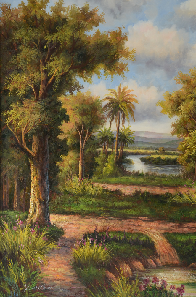 K. Hillman Original Large Acrylic on Canvas Landscape