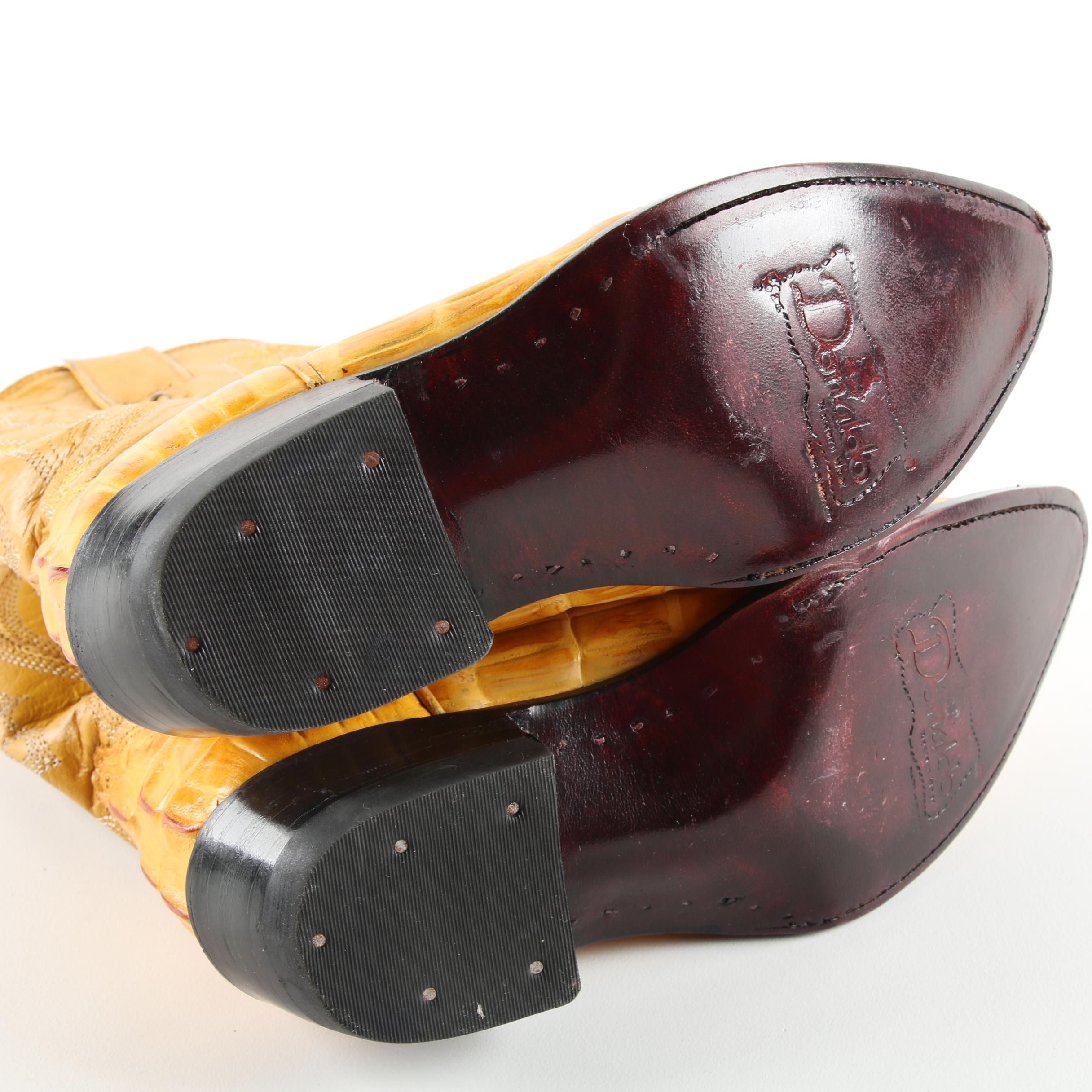 Children's Donaldo Yellow Embossed Leather Cowboy Boots