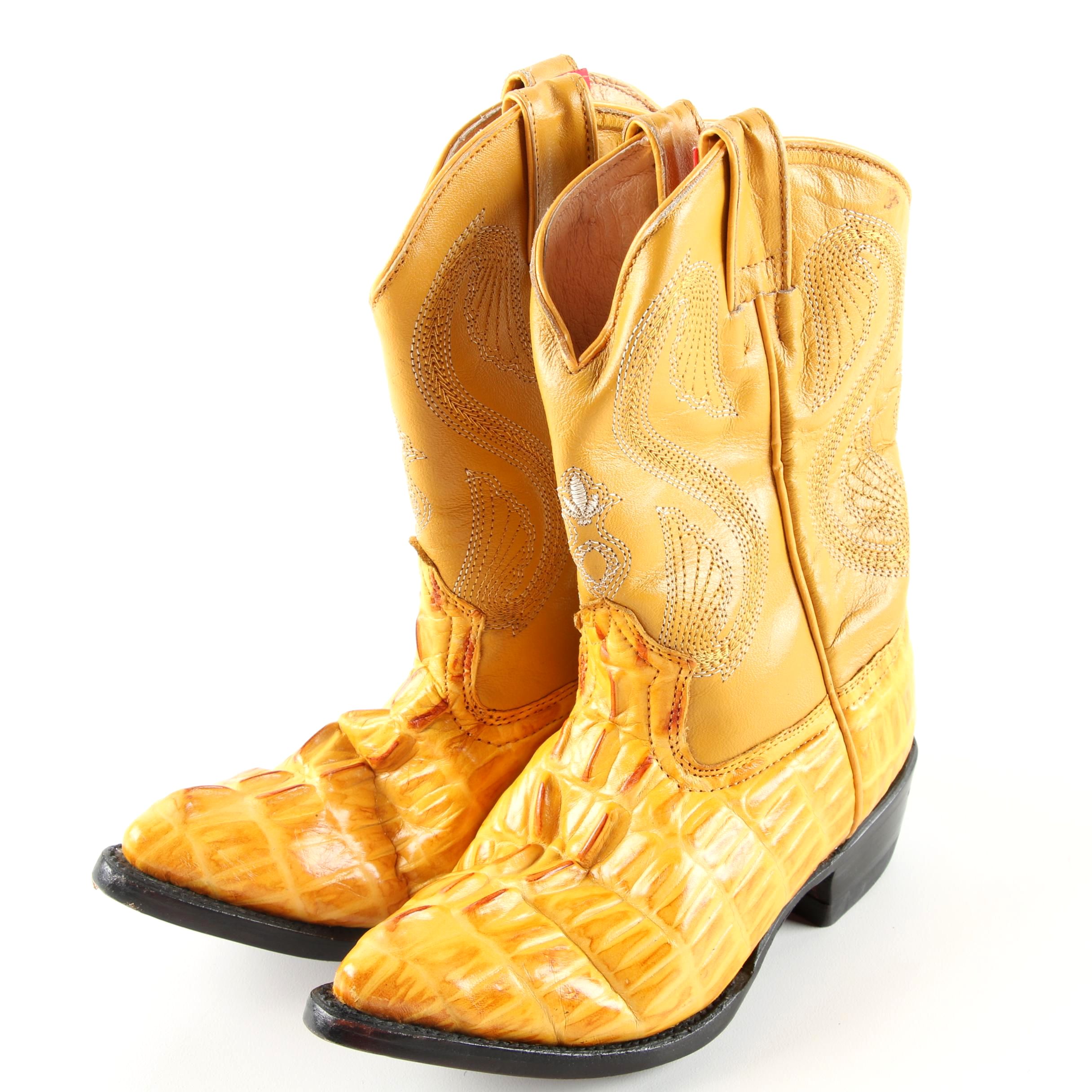 Children's Donaldo Yellow Embossed Leather Cowboy Boots