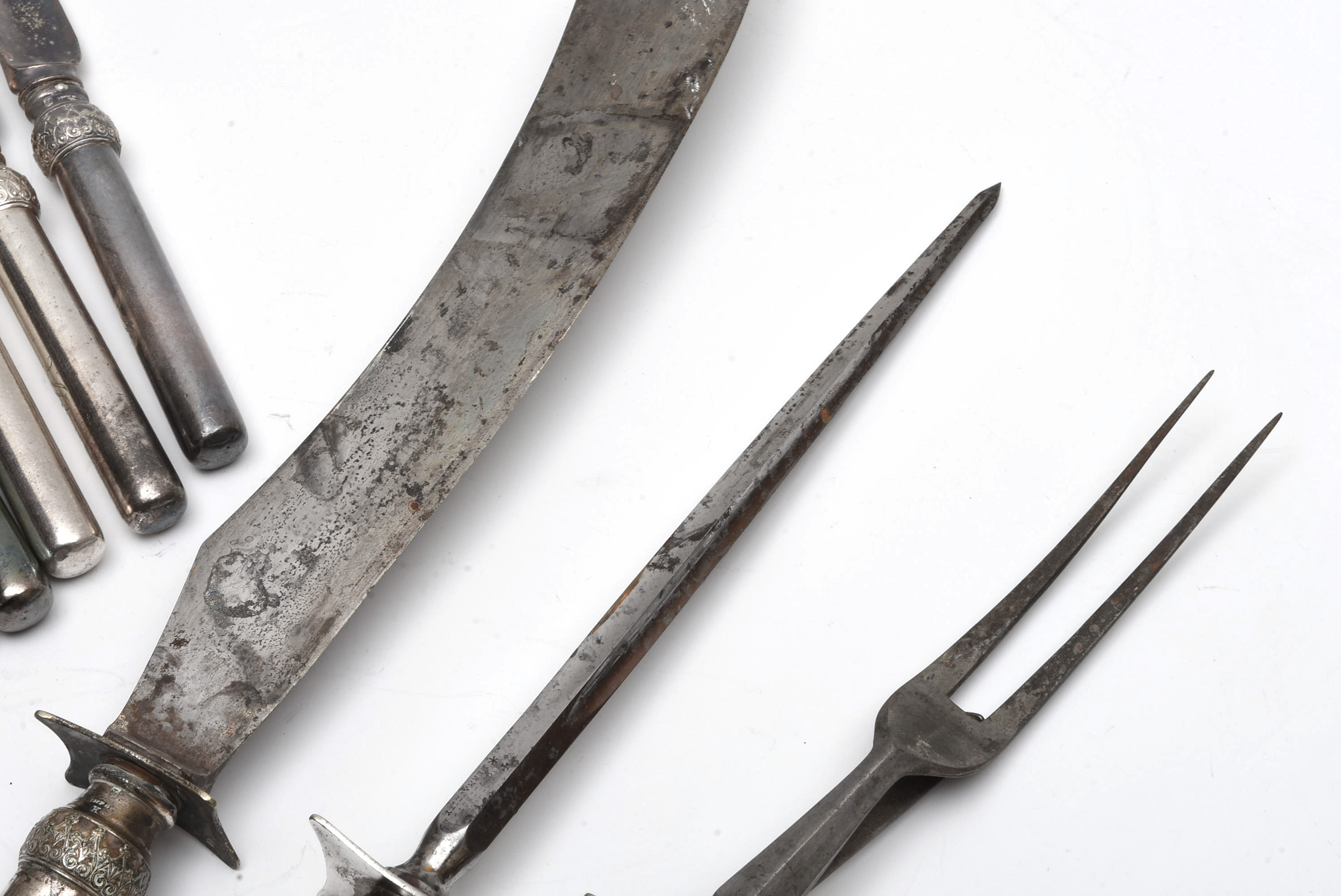 Joseph Rodgers & Sons Silver Plate Flat Ware And Carving Set With Round Handles