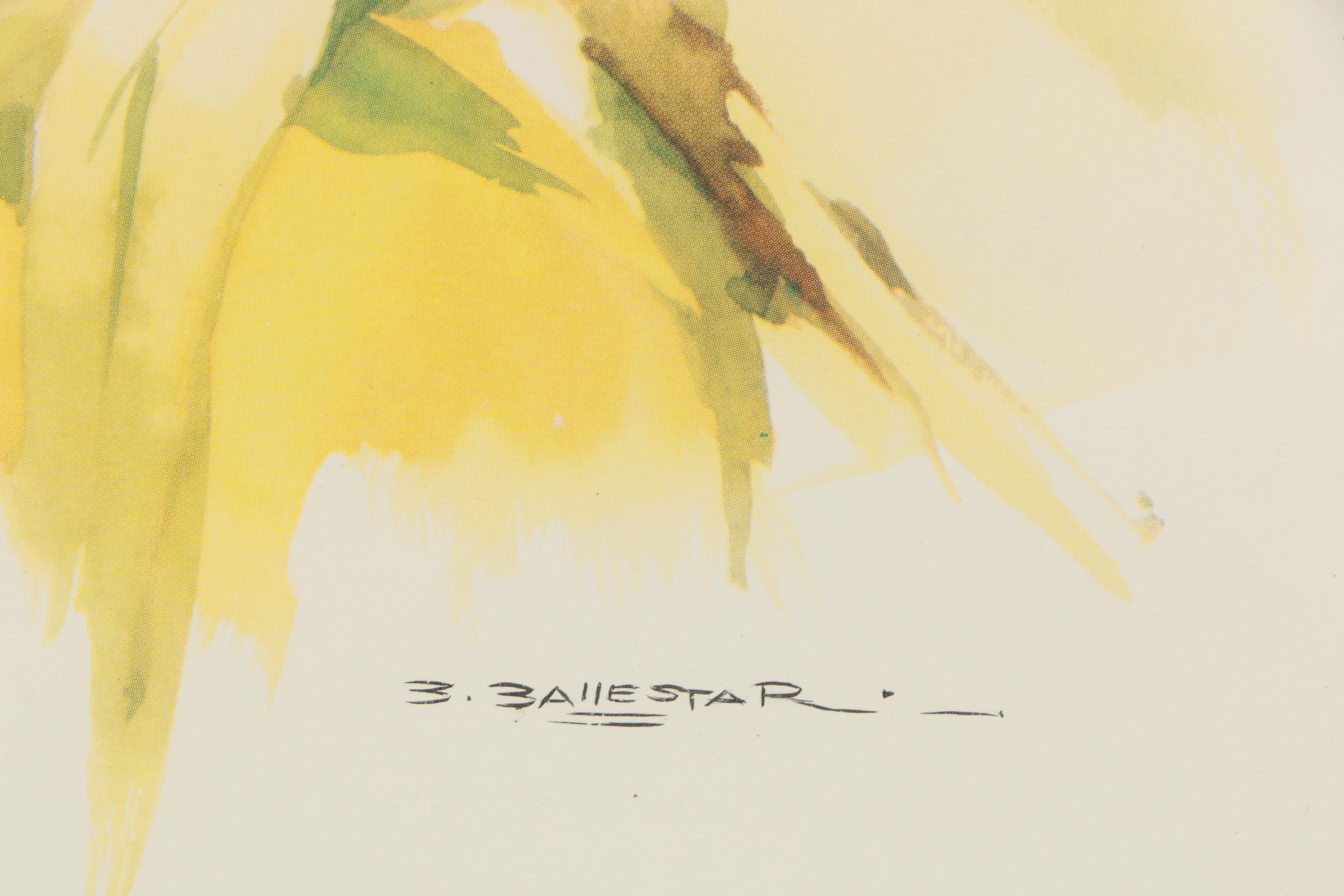 Offset Lithograph After B. Ballestar of Butterflies and Flowers