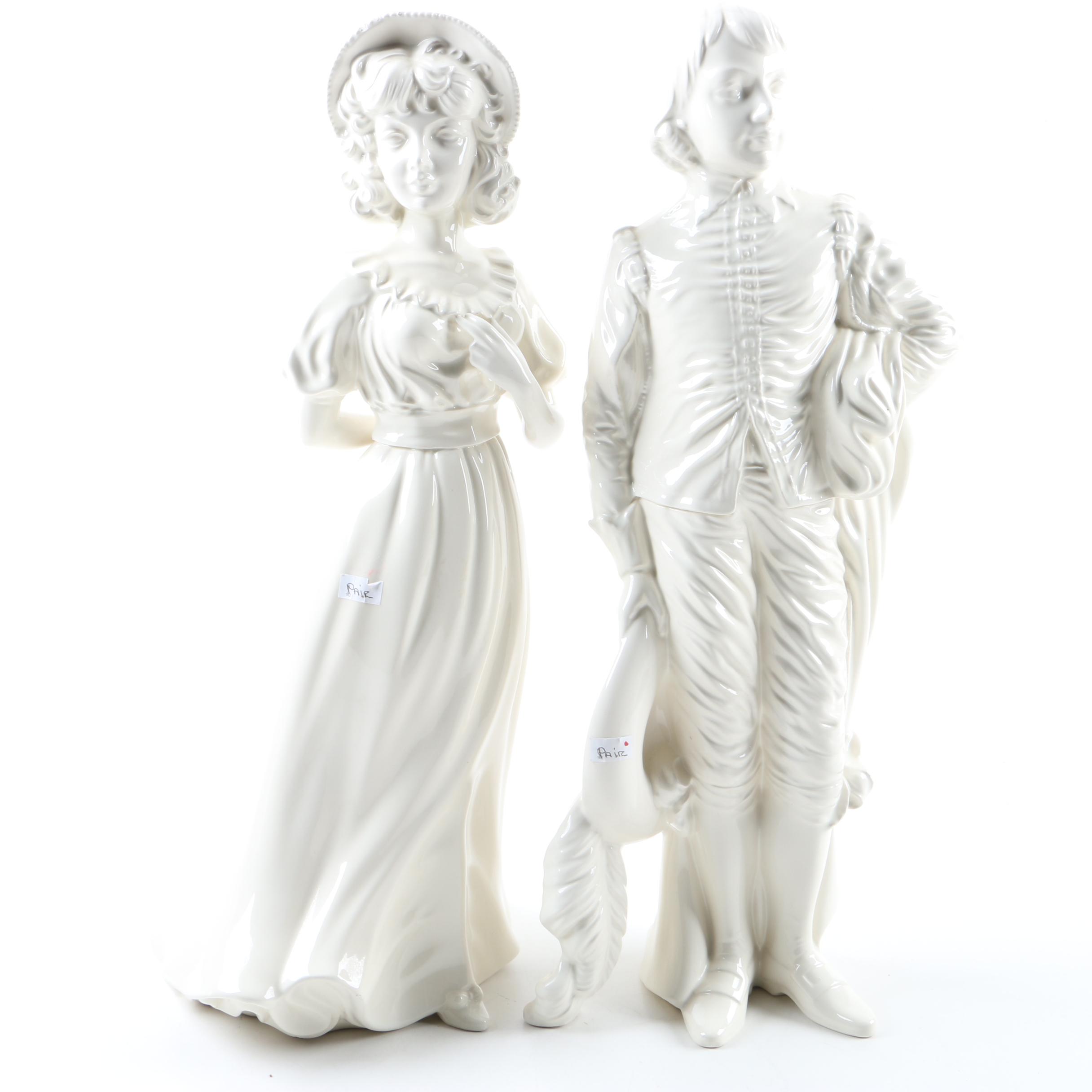 White Ceramic Figurines After "Blue Boy" and "Pinkie"