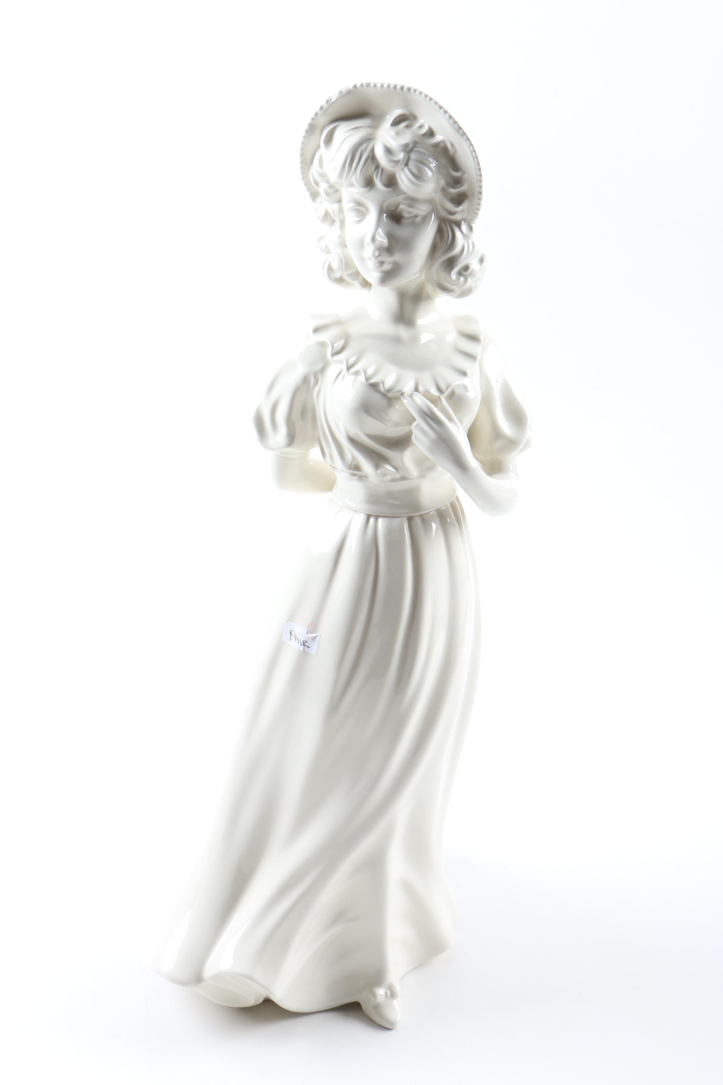 White Ceramic Figurines After "Blue Boy" and "Pinkie"