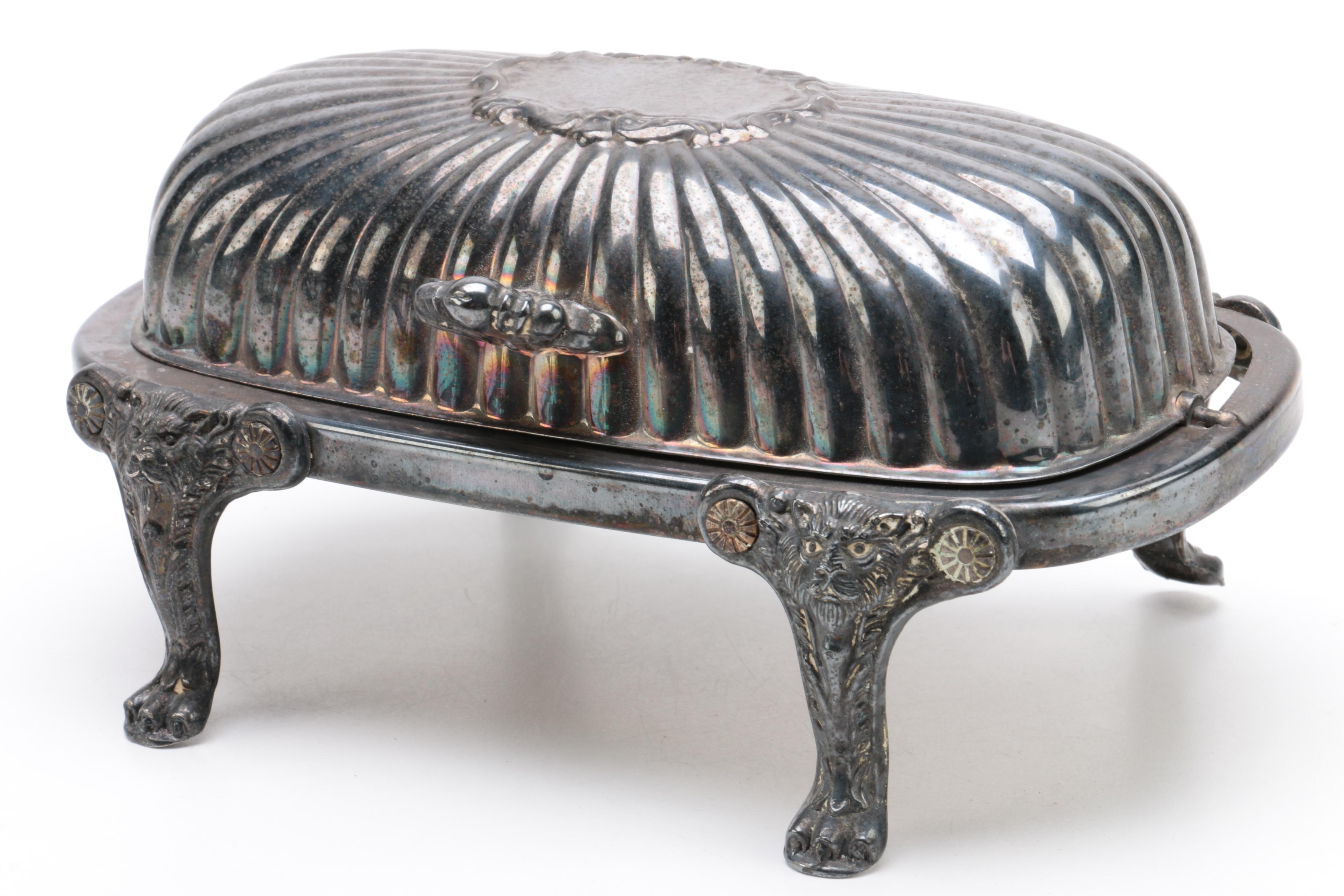 Vintage Silver Plate Butter Dish, Sugar Bowl, and Creamer