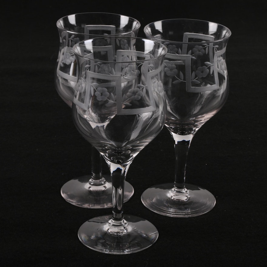 Collection of Etched Glass Stemware