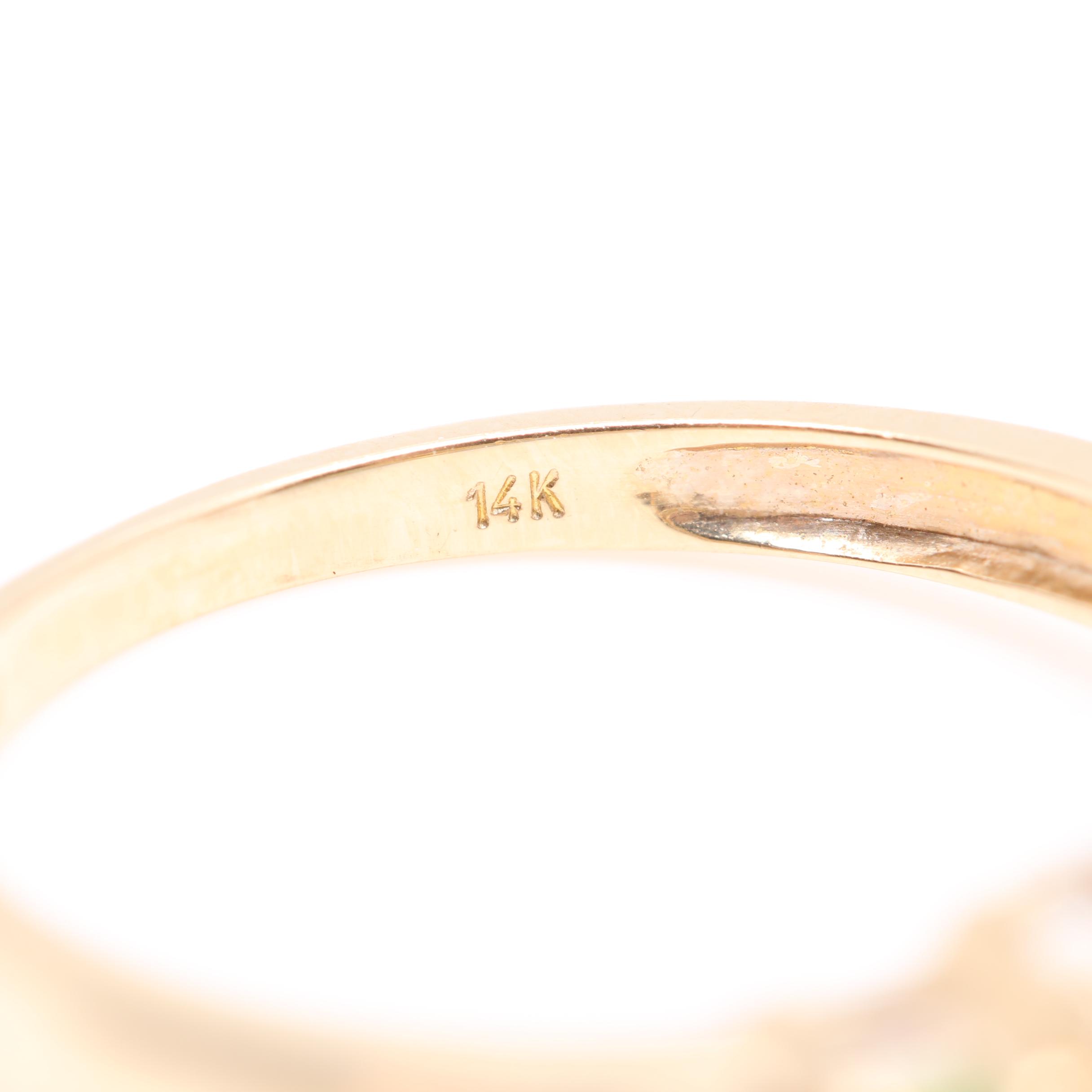 14K Yellow Gold Citrine, Green Tourmaline and Diamond Ring