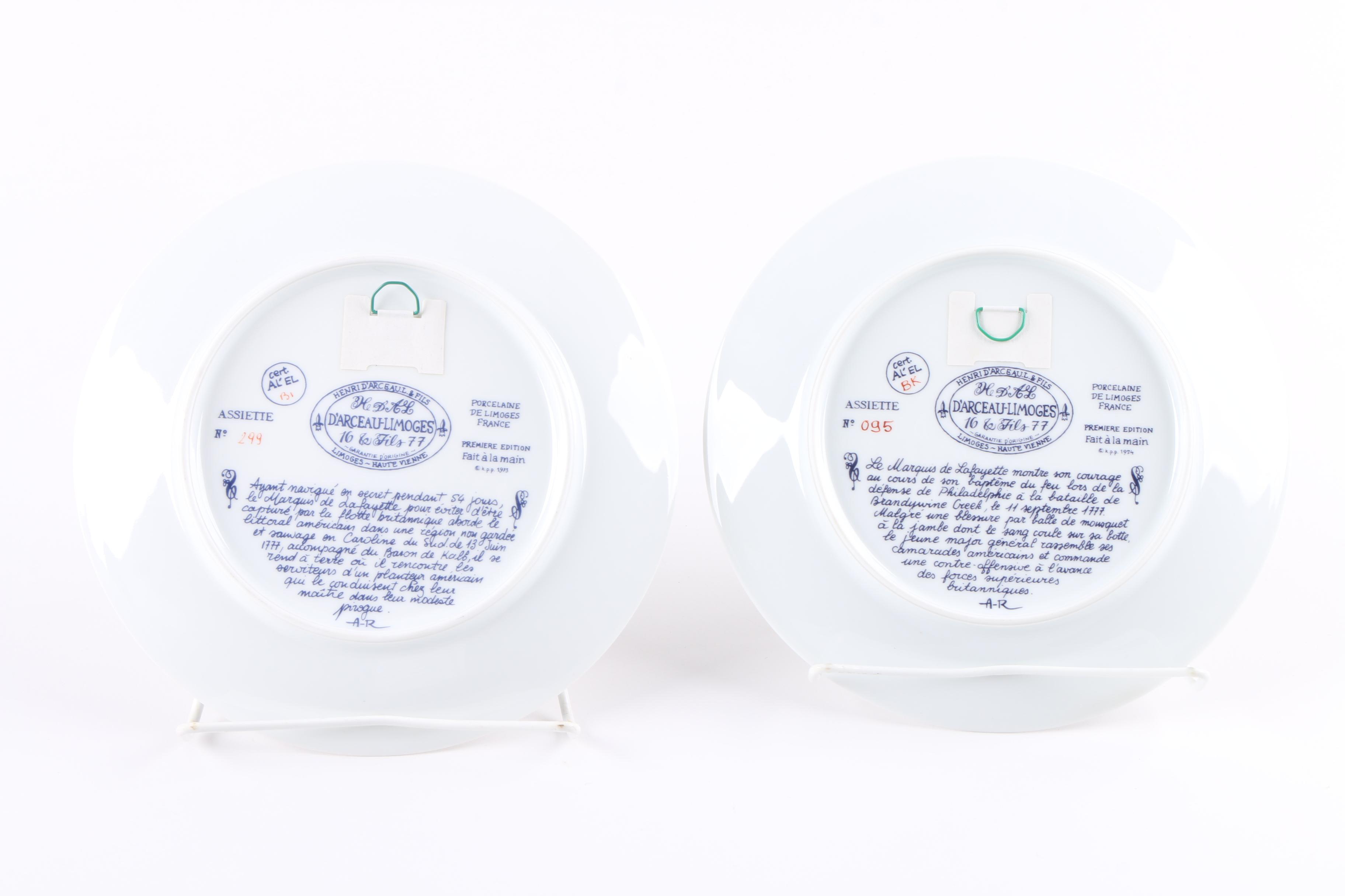 D'Arceau-Limoges "Lafayette Legacy Collection" Porcelain Plates