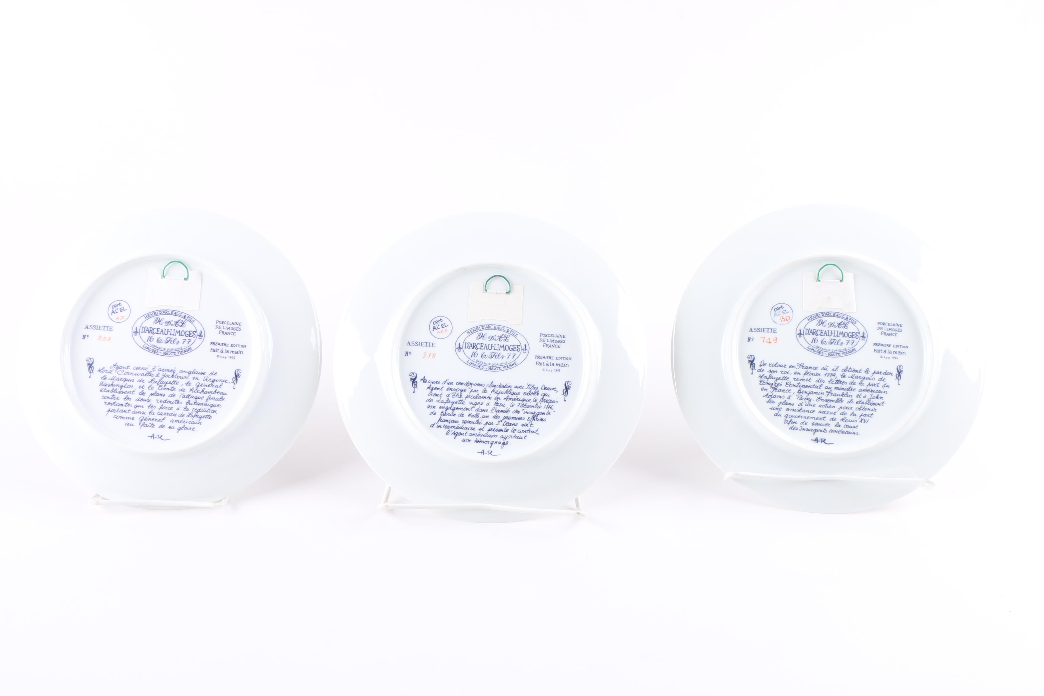 D'Arceau-Limoges "Lafayette Legacy Collection" Porcelain Plates