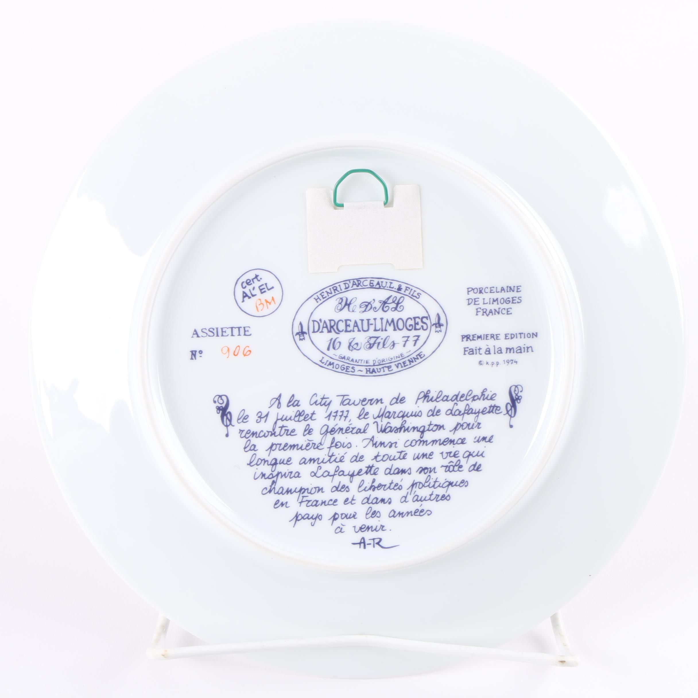 D'Arceau-Limoges "Lafayette Legacy Collection" Porcelain Plates